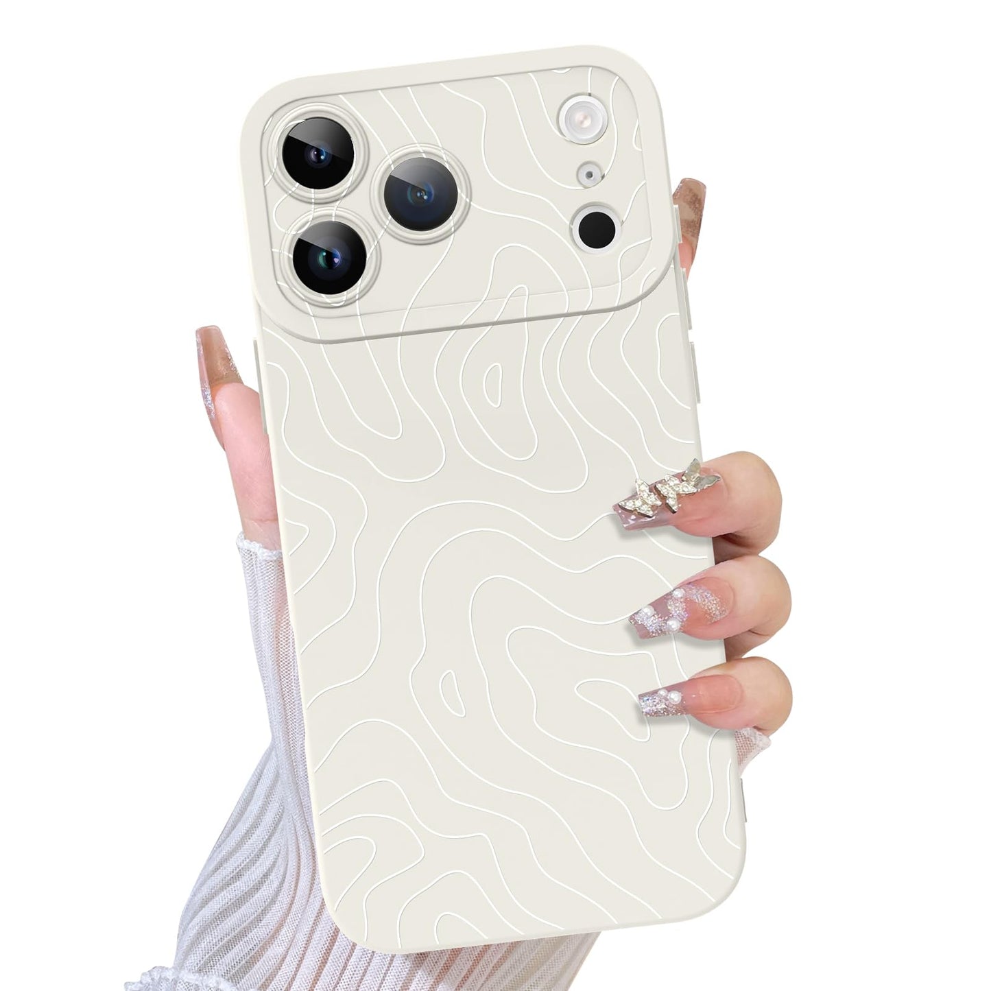 TEAUGHT Compatible with iPhone 17 Pro Max Case 2025 Cute Pattern Wave Ripple Shockproof Silicone Soft Camera Protection for Girl