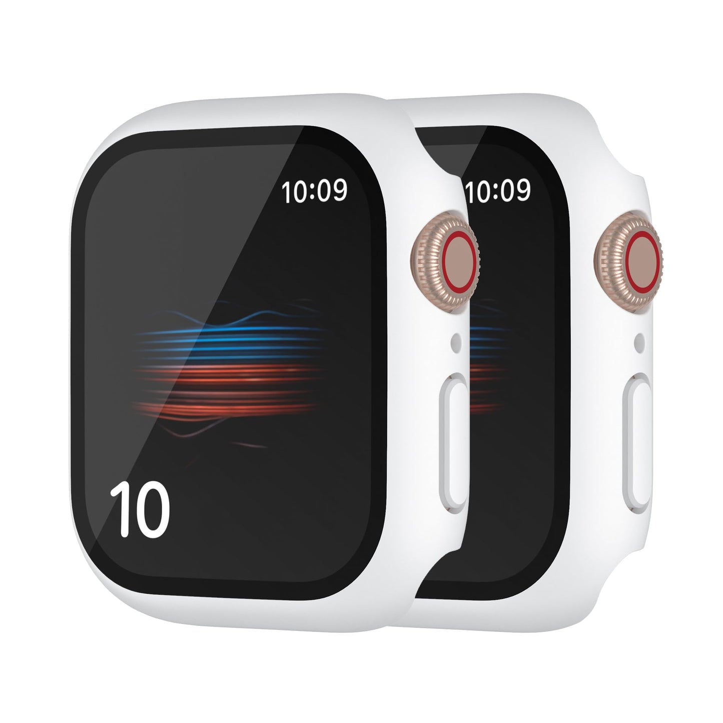 HANKN 2 Pack Hard PC Case for Apple Watch Series 6 5 4 SE 44mm Tempered Glass Screen Protector Case, Full Coverage Thin Shockpro