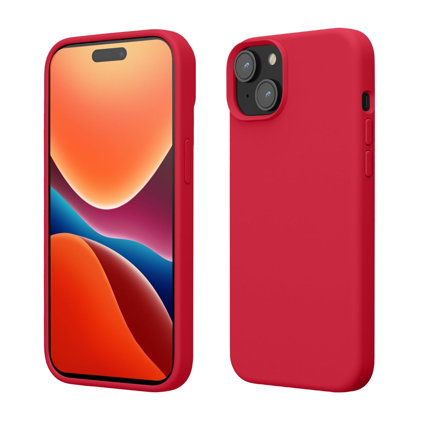 kwmobile Case Compatible with iPhone 15 Case - Slim Soft TPU Silicone Cover - Pomegranate Red