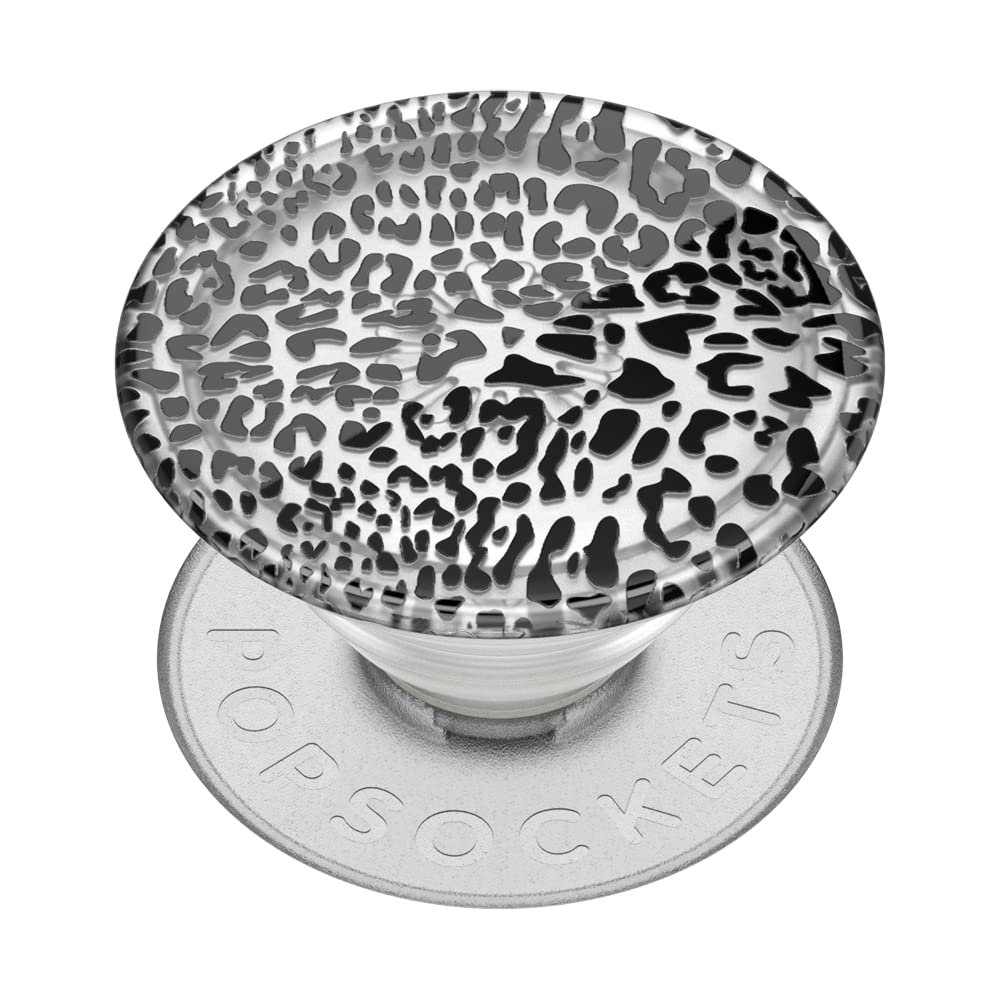 PopSockets Adhesive Phone Grip, Holder, Phone Stand, Plant-based - Translucent Black Leopard