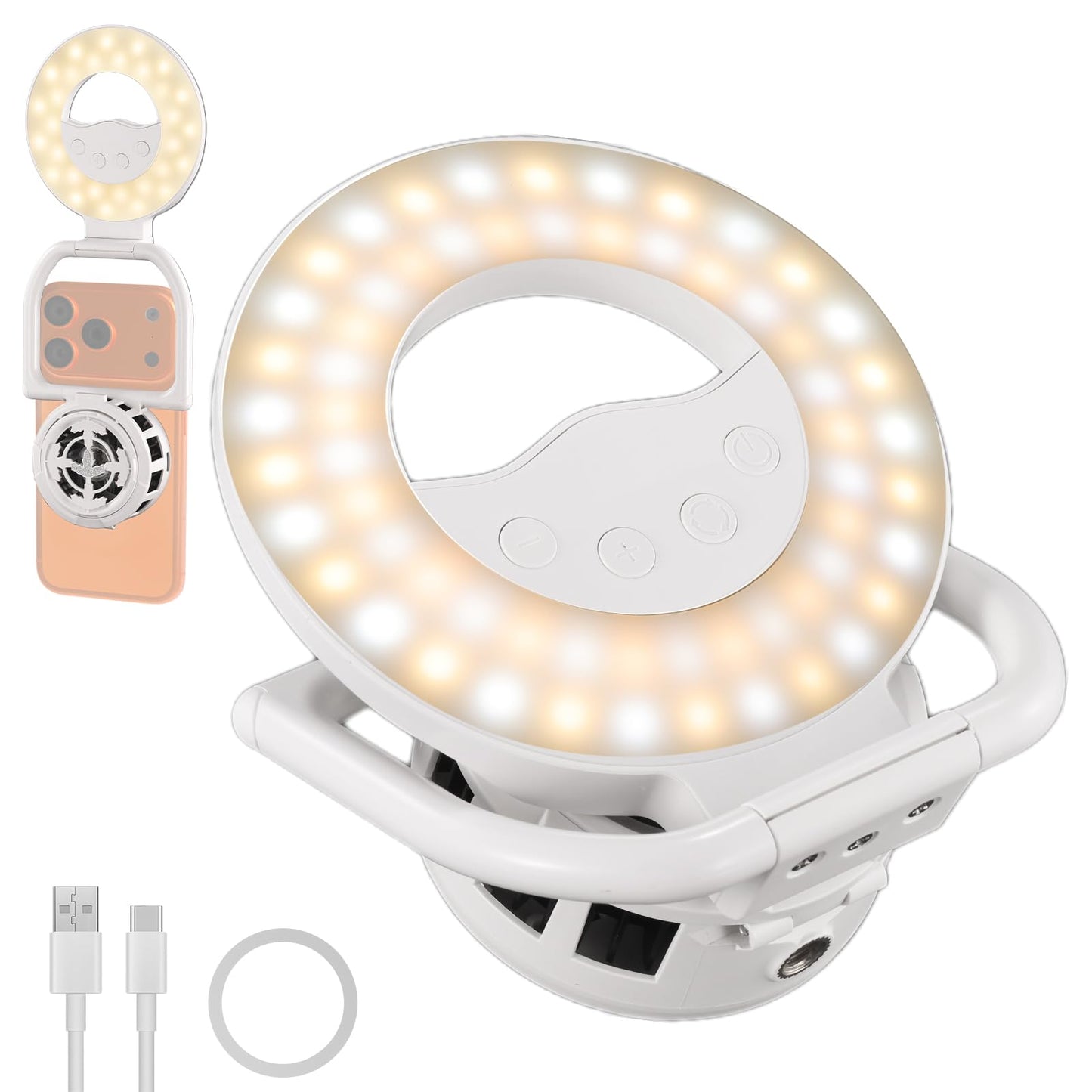NEEWER Entry Level Version N36 Magnetic Selfie Ring Light & Phone Cooler Compatible with MagSafe iPhone, 4W Bi Color Foldable Sm