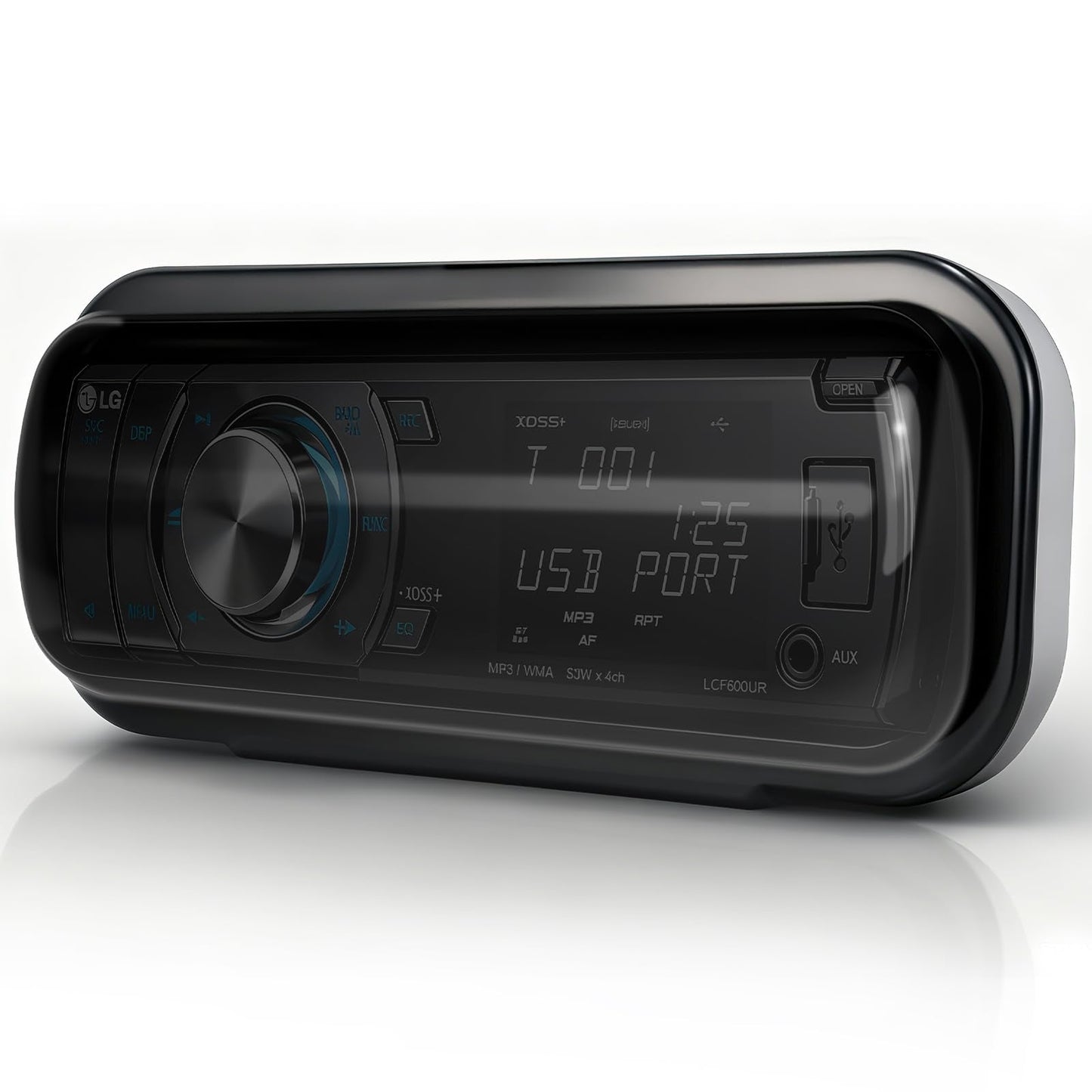 Herdio Water-Resistant Marine Stereo Cover - Smoke-Tinted Heavy-Duty Boat Radio Protector with Flip-Up Door, Spring-Activated Re