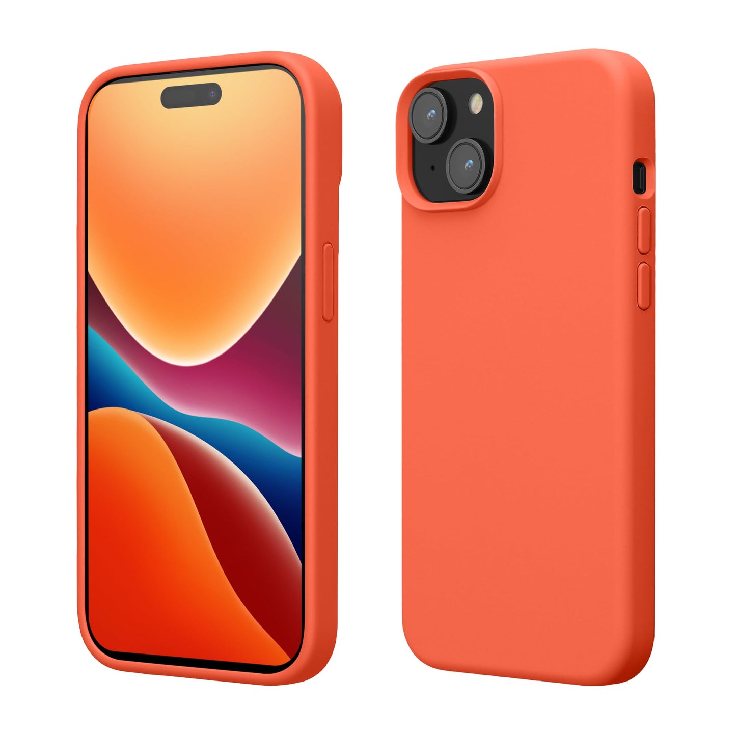 kwmobile Case Compatible with iPhone 15 Case - Slim Soft TPU Silicone Cover - Vivid Coral