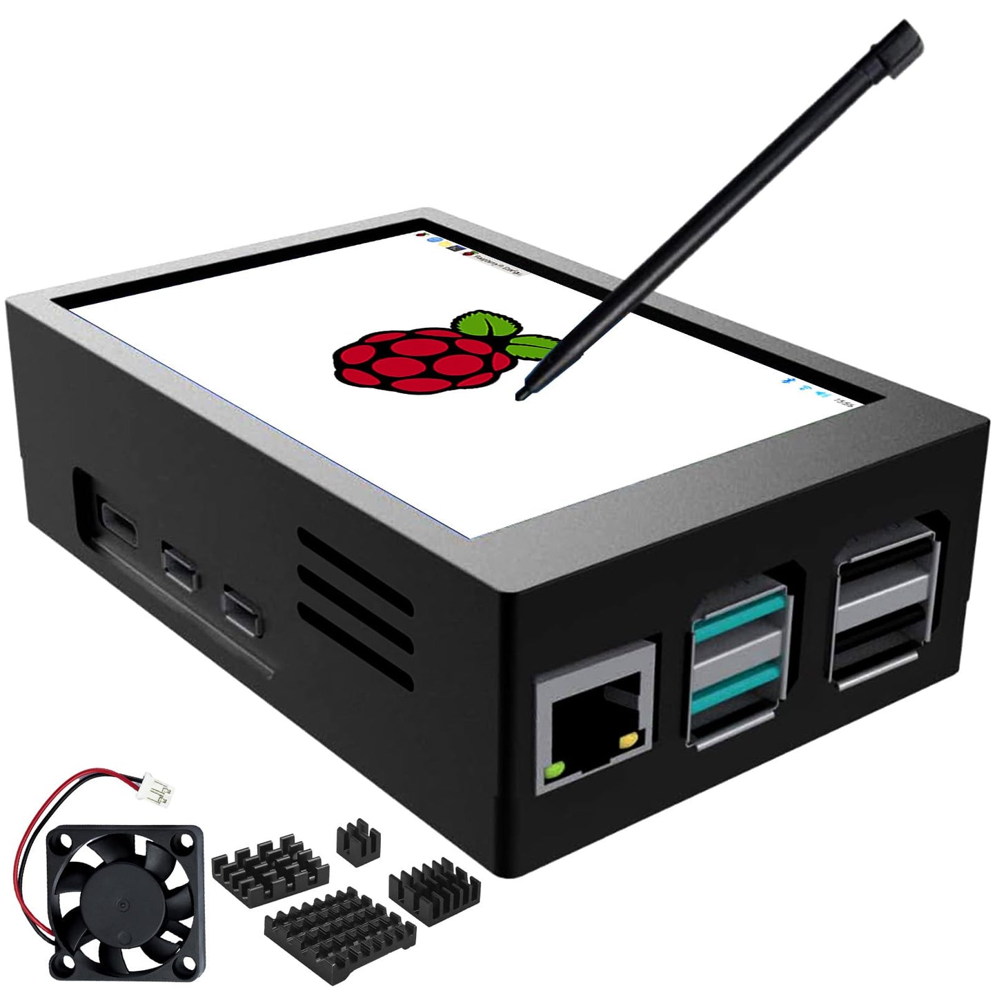 CUQI Raspberry Pi Display, 3.5 Inch Touchscreen with Raspberry Pi 5 Case, 480x320 TFT LCD 60 FPS Monitor with Mini Fan and Heats