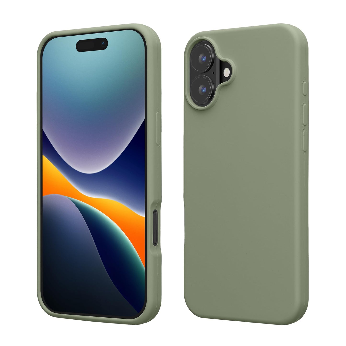 kwmobile Case Compatible with Apple iPhone 16 Case - TPU Silicone Phone Cover with Soft Finish - Gray Green