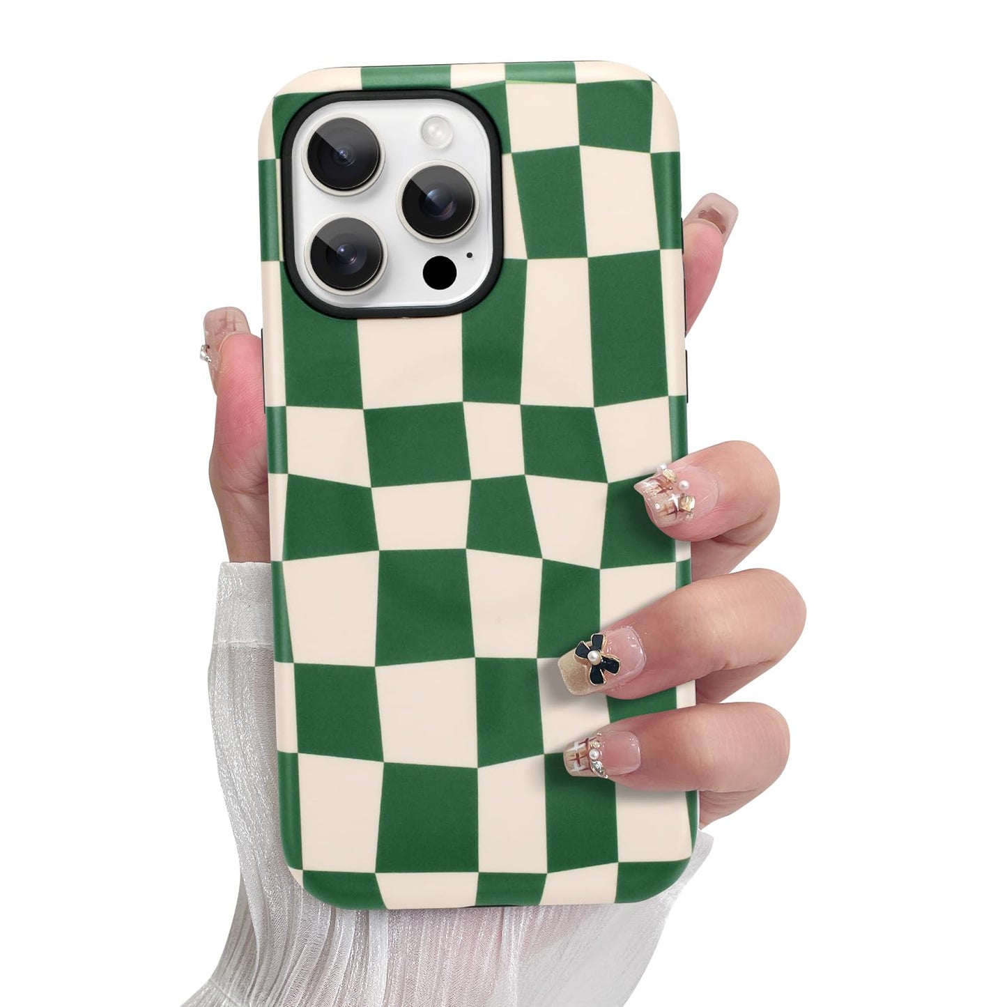 SOKAD Magnetic Checkered Phone Case for iPhone 12 Pro, Cute Grids Plaid Checkerboard Pattern Compatible with Magsafe Matte Prote