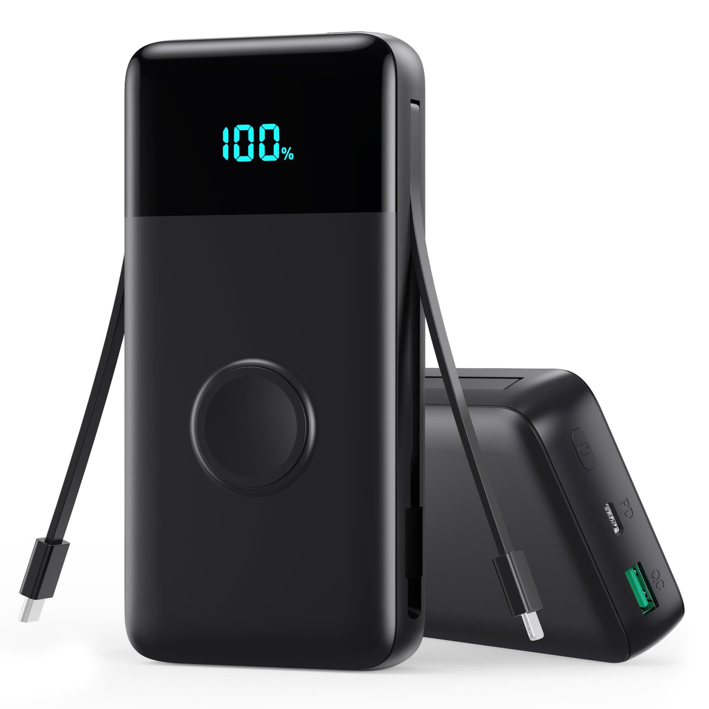 AONIMI Portable Charger 40800mAh Power Bank with 2 Built in Cables and Apple-Watch Charger, 25W PD Fast Charging USB C Battery P