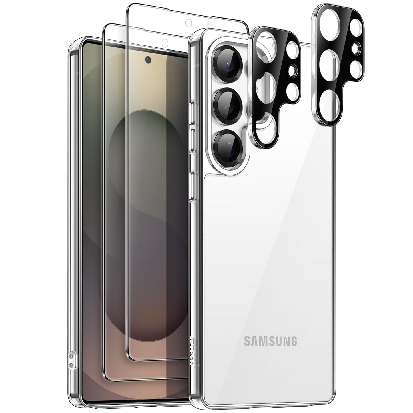JETech Case for Samsung Galaxy S25 Ultra 5G with 2-Pack Each Tempered Glass Screen Protector and Camera Lens Protector, 5 in 1 N