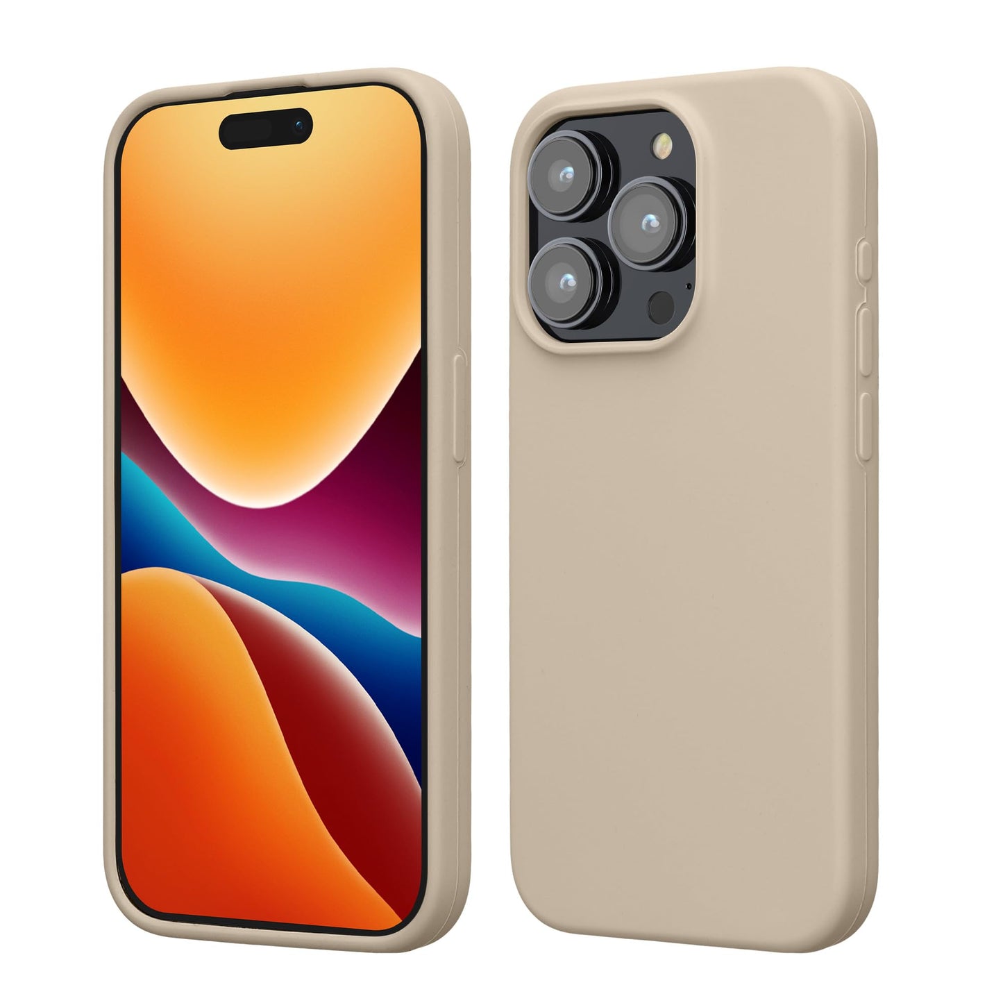 kwmobile Case Compatible with iPhone 15 Pro Case - Slim Soft TPU Silicone Cover - Cream