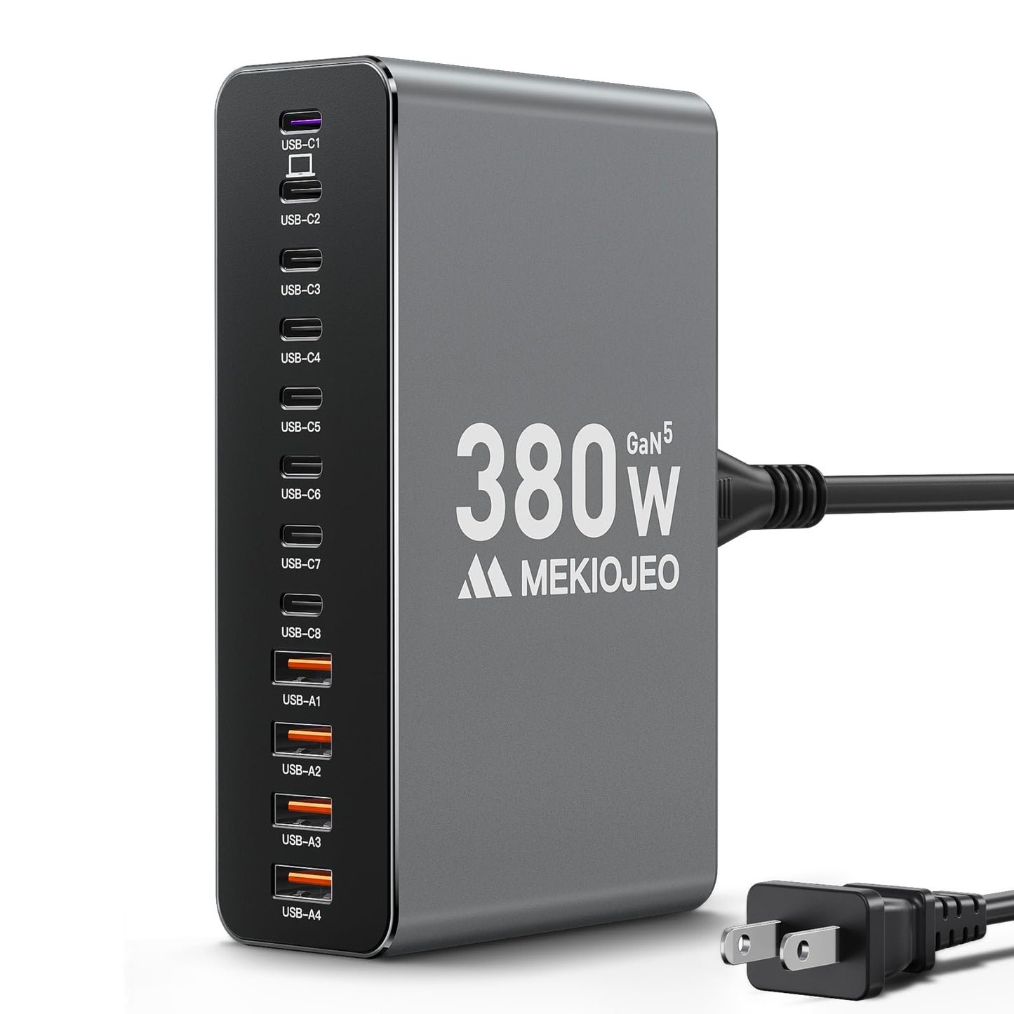 Aluminum Alloy 380W Charging Station Fast USB C Charger Block 12 Ports 65W Laptop GaN Charger for MacBook Pro/Air/iPad Pro/iPhon