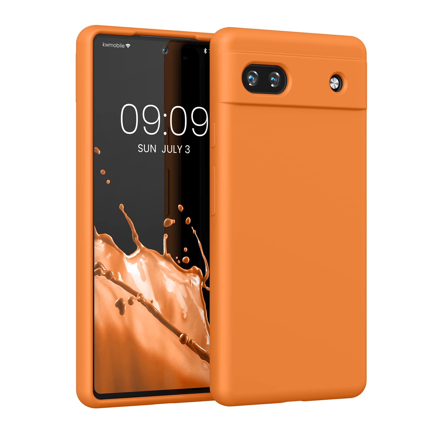 kwmobile Case Compatible with Google Pixel 6a Case - TPU Silicone Phone Cover with Soft Finish - Fruity Orange