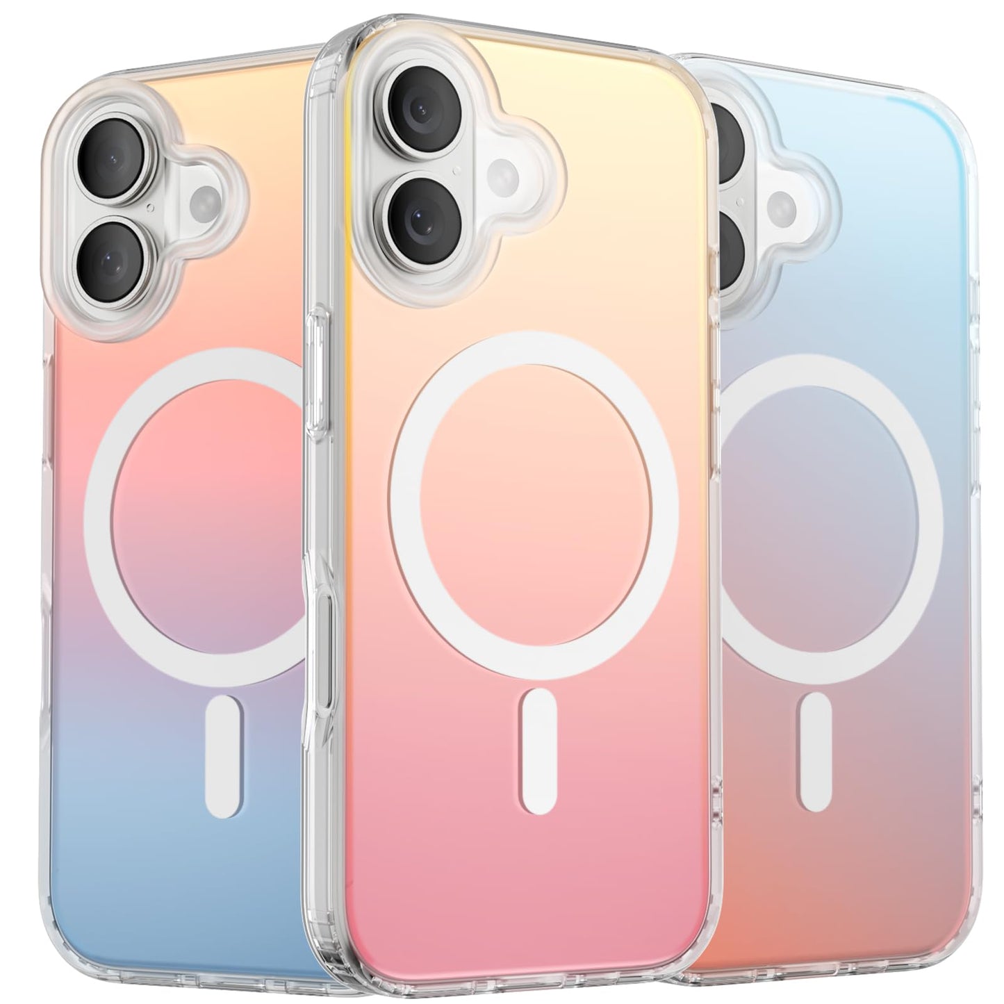 ORNARTO Compatible with iPhone 17 Case 6.3, Electroplated Iridescent Gradient Cover, Compatible with MagSafe, Slim Rainbow Phone