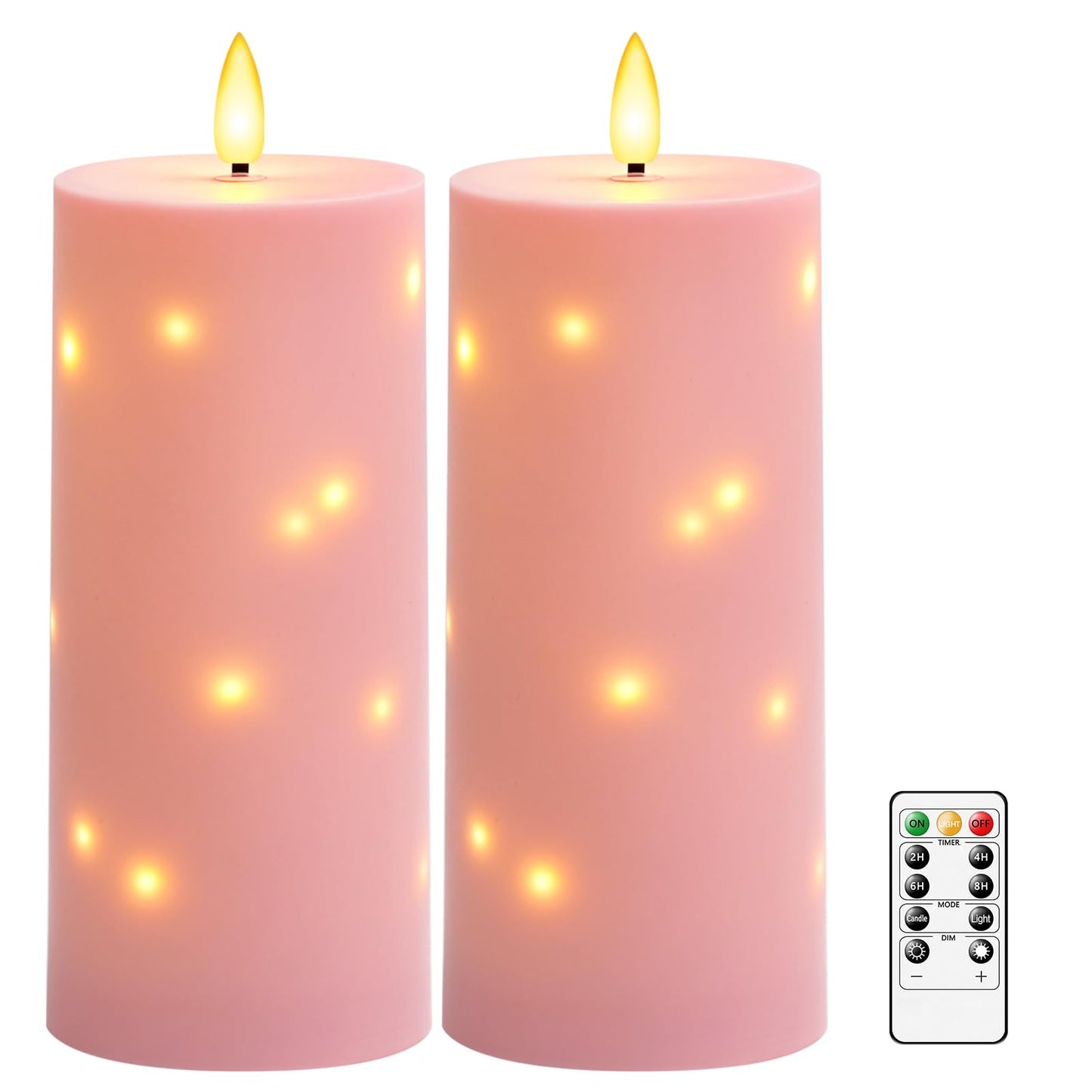 kakoya 10 x 4 Large Outdoor Waterproof Flickering Flameless Candles with Timer,2Pcs Battery Operated LED Pillar Candles with E