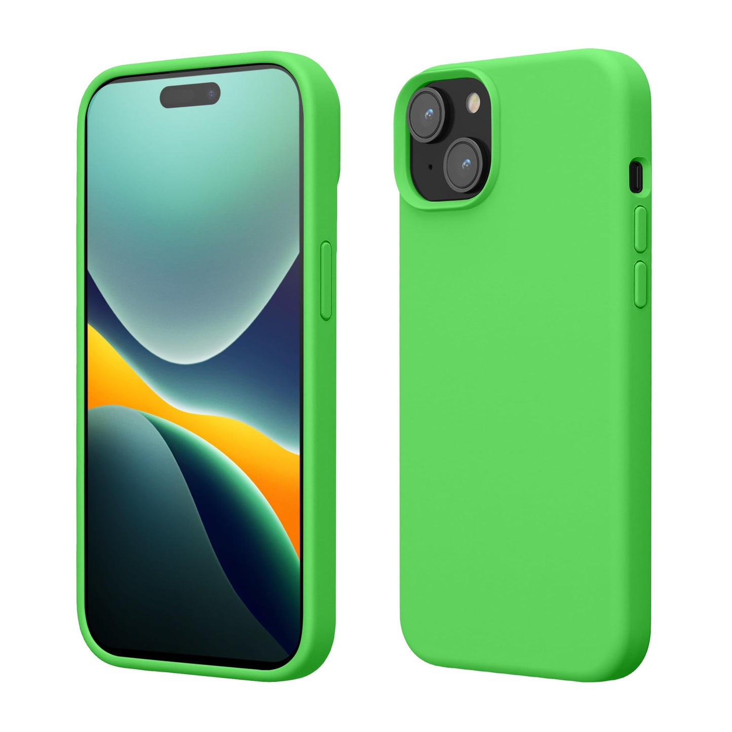kwmobile Case Compatible with iPhone 15 Plus Case - Slim Soft TPU Silicone Cover - Lime Green