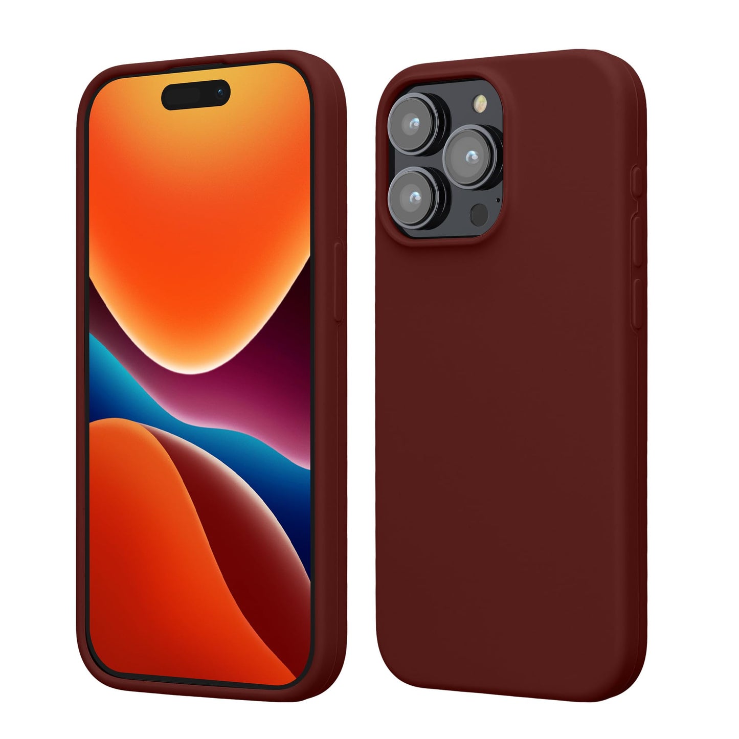 kwmobile Case Compatible with iPhone 15 Pro Max Case - Slim Soft TPU Silicone Cover - Tawny Red