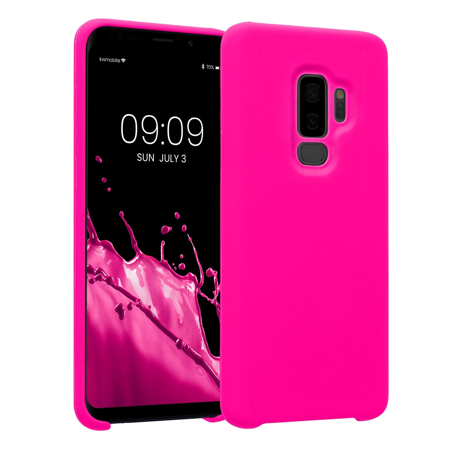 kwmobile Case Compatible with Samsung Galaxy S9 Plus Case - TPU Silicone Phone Cover with Soft Finish - Neon Pink