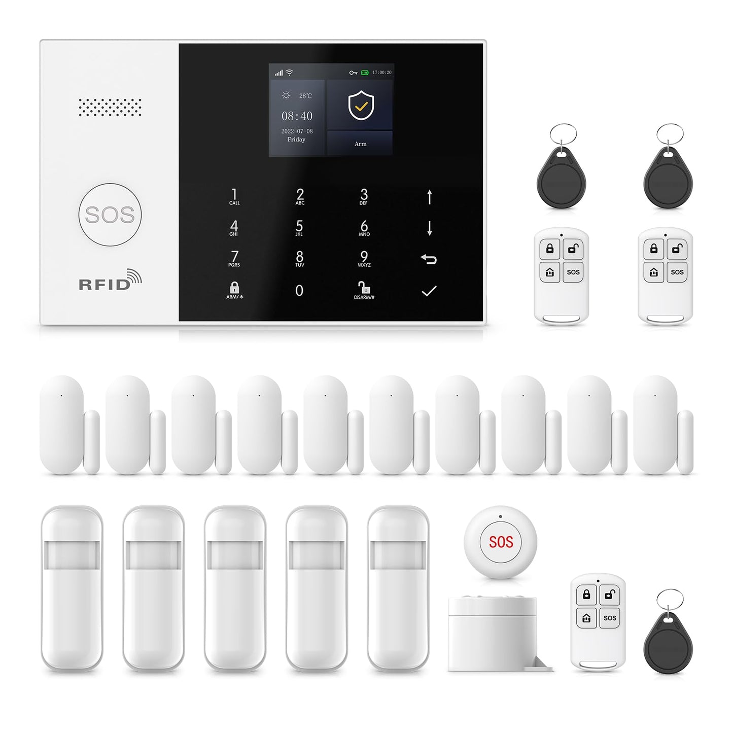Alarm System for Home Security,24Pcs WiFi+GSM/4G No Monthly Fee Wireless Security System, Phone App Control,Real-Time Alert,Auto