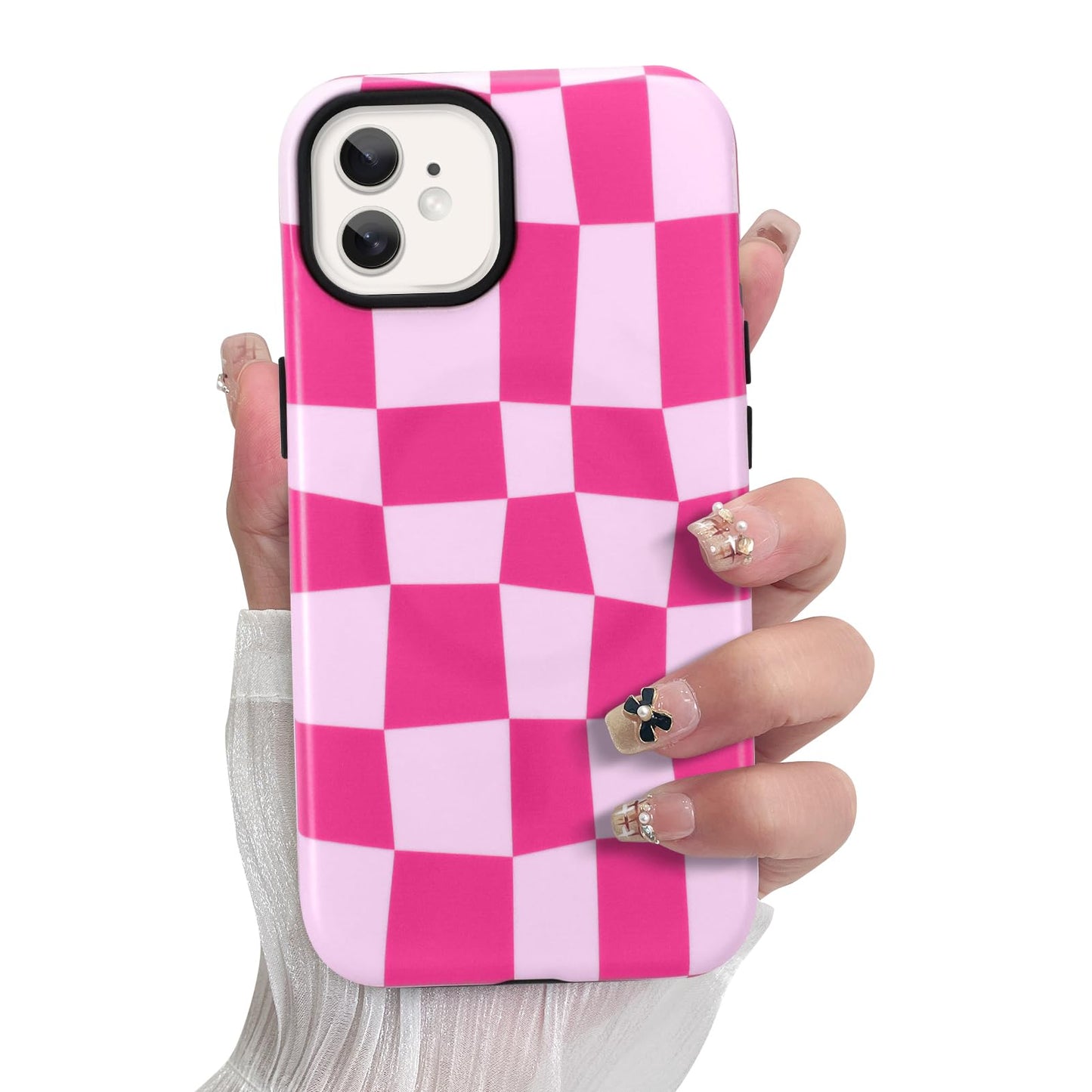 SOKAD Magnetic Checkered Phone Case for iPhone 12, Cute Grids Plaid Checkerboard Pattern Compatible with Magsafe Matte Protectiv