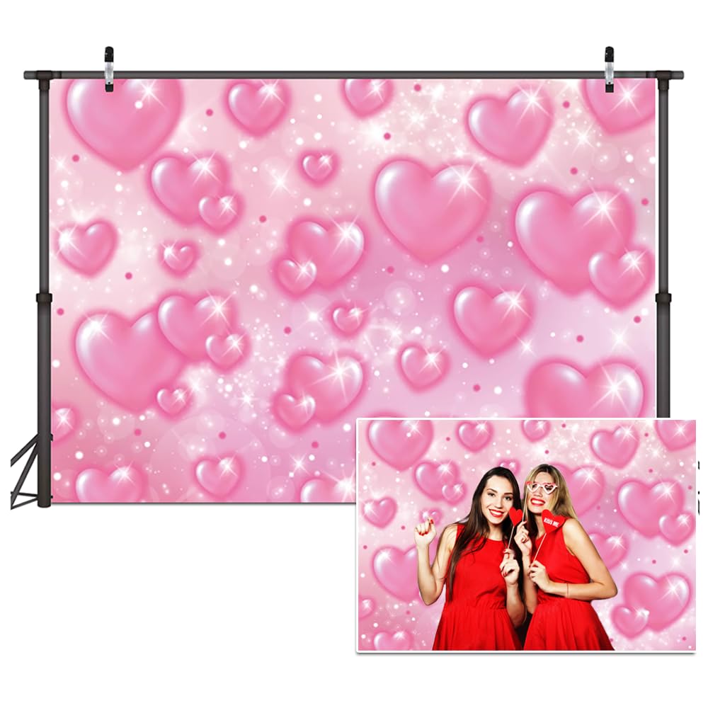 Dudaacvt 8X6ft Valentines Day Backdrop Pink Heart Early 2000s Backdrop Valentines Day Wedding Bridal Shower Party Decor Banner