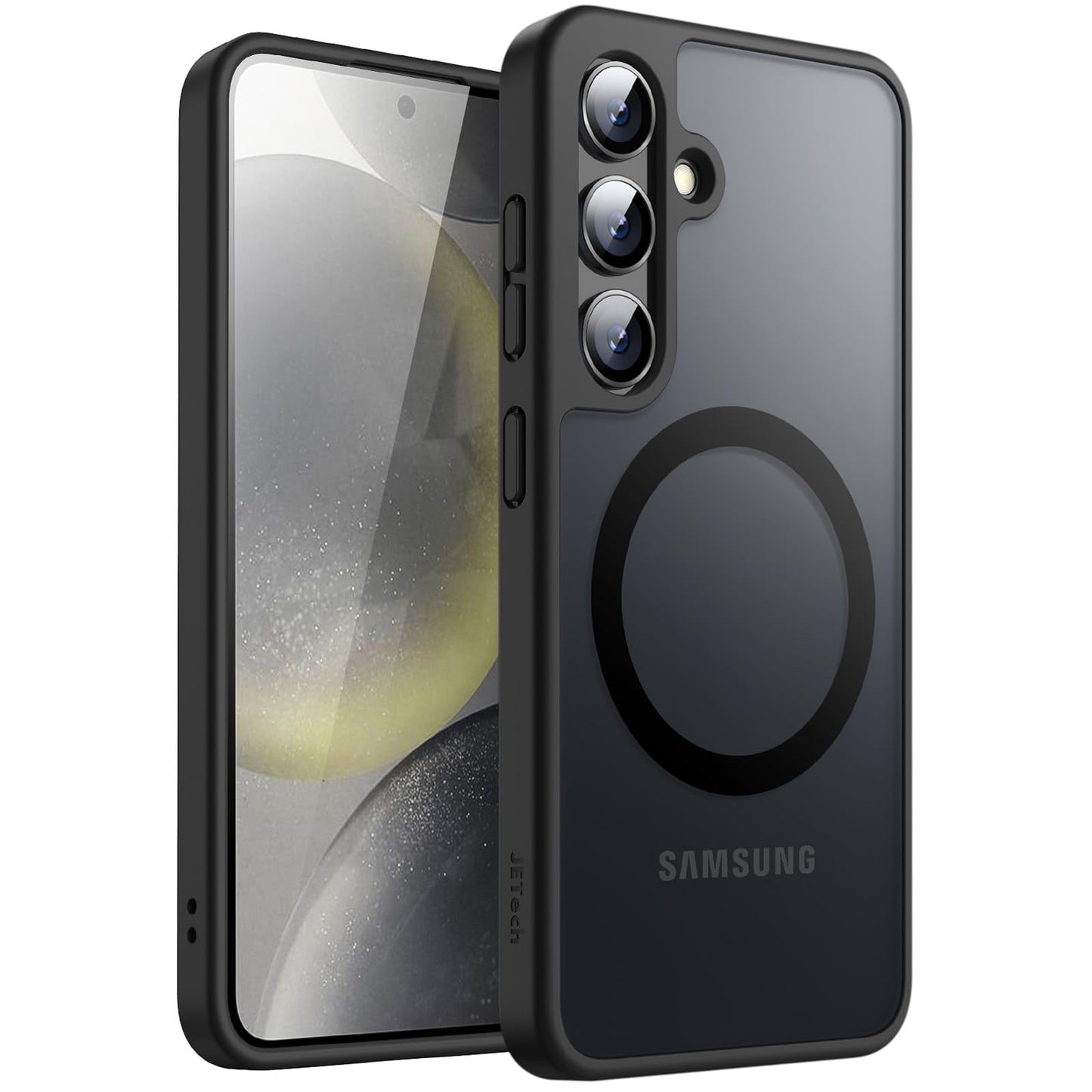 JETech Magnetic Case for Samsung Galaxy S24 5G, Compatible with MagSafe, Translucent Matte Back Shockproof Phone Cover (Black)