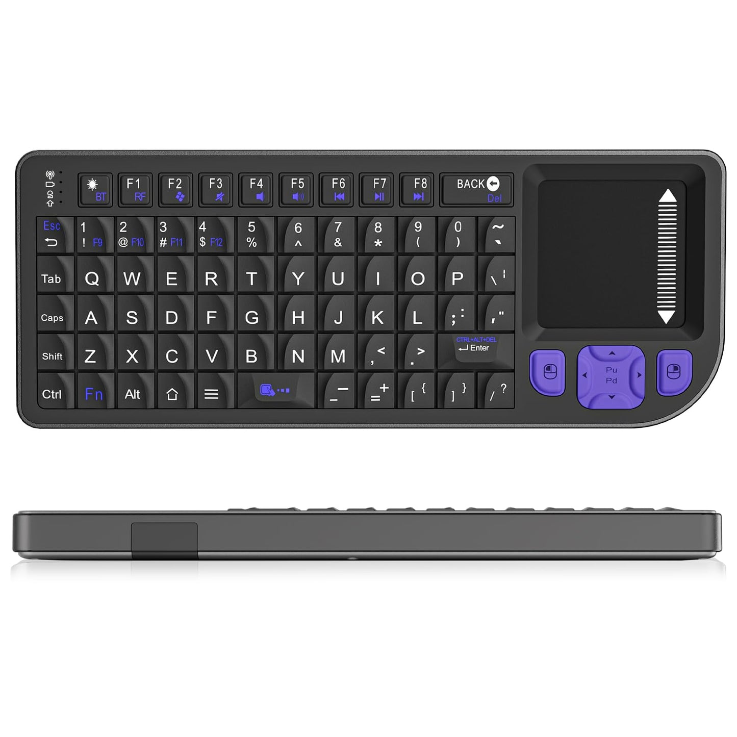 Miritz Mini Keyboard with Touchpad, Mini Bluetooth Keyboard, Compact Portable with Aluminum Frame, Rechargeable, Compatible with