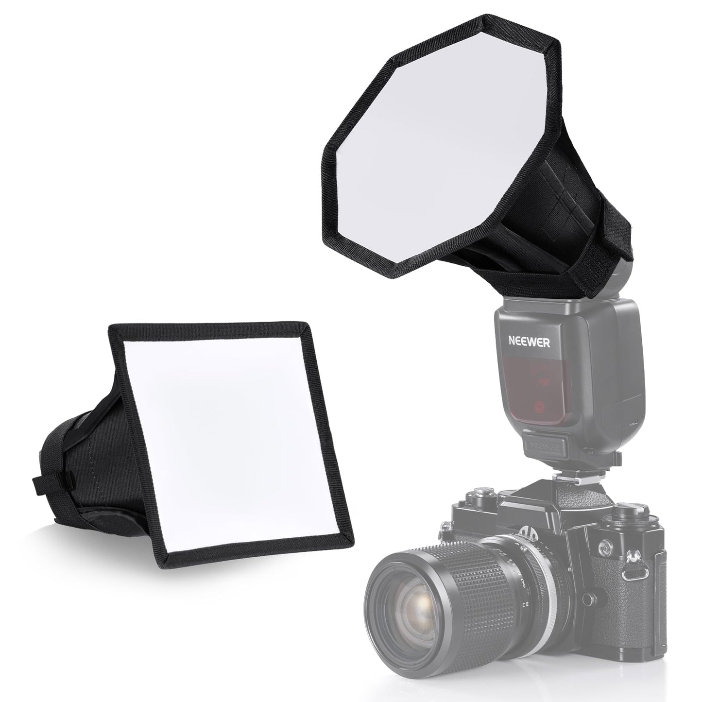 NEEWER Upgraded Flash Diffuser Speedlight Softbox Collapsible 2 Pack, (5.9/15cm Octagon, 6x5 Rectangular) for Z2 Z1 V1 Round Hea