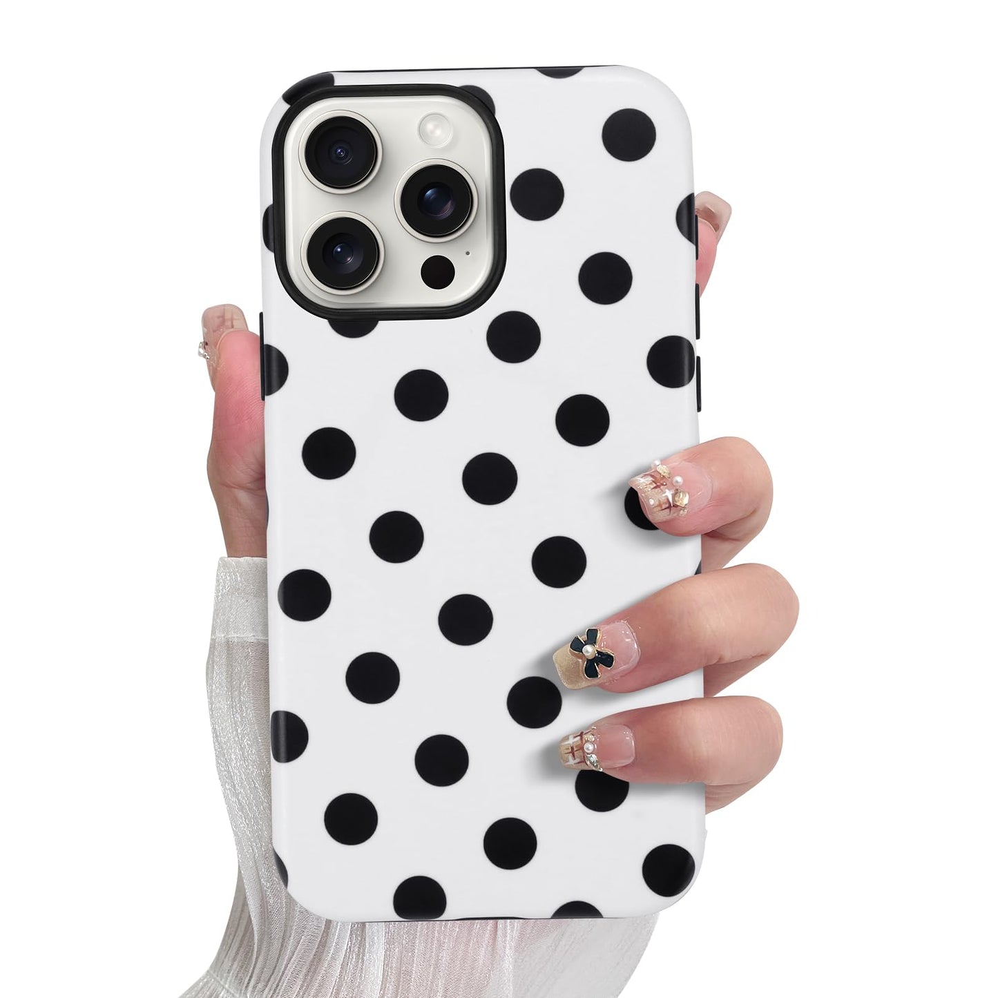 SOKAD Magnetic Polka Dots Phone Case for iPhone 15 Pro, Cute Pattern Compatible with Magsafe Matte Protective Case Cover with Sc