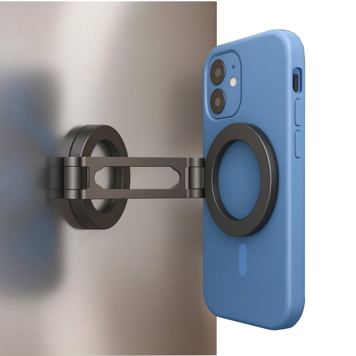 Maxby Refrigerator Phone Holder | Strong Magnetic Mount with Adjustable Arm and 360 Rotation | Hands-Free Kitchen Use | for Phon