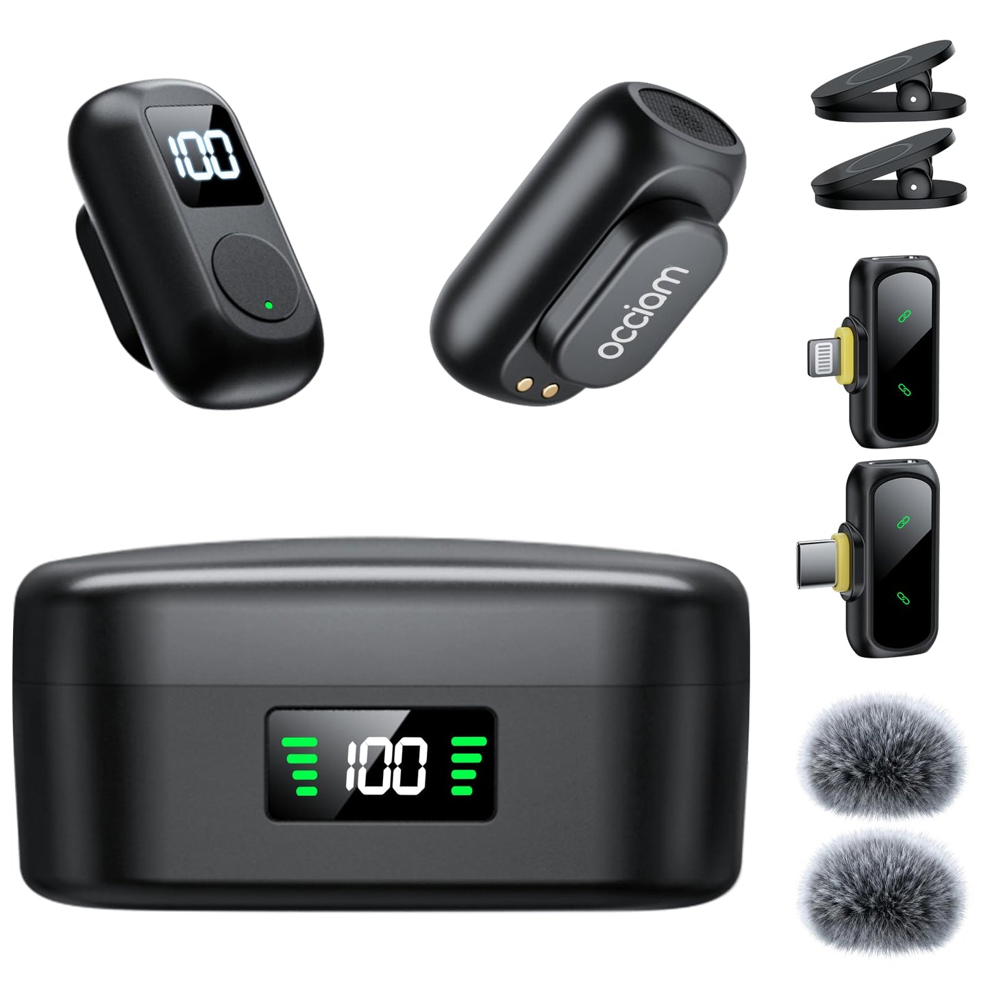 occiam Mini Lavalier Microphone for iPhone & Android Wireless Microphones Noise Reduction Magnetic Mini Lapel Mic with 54H Charg