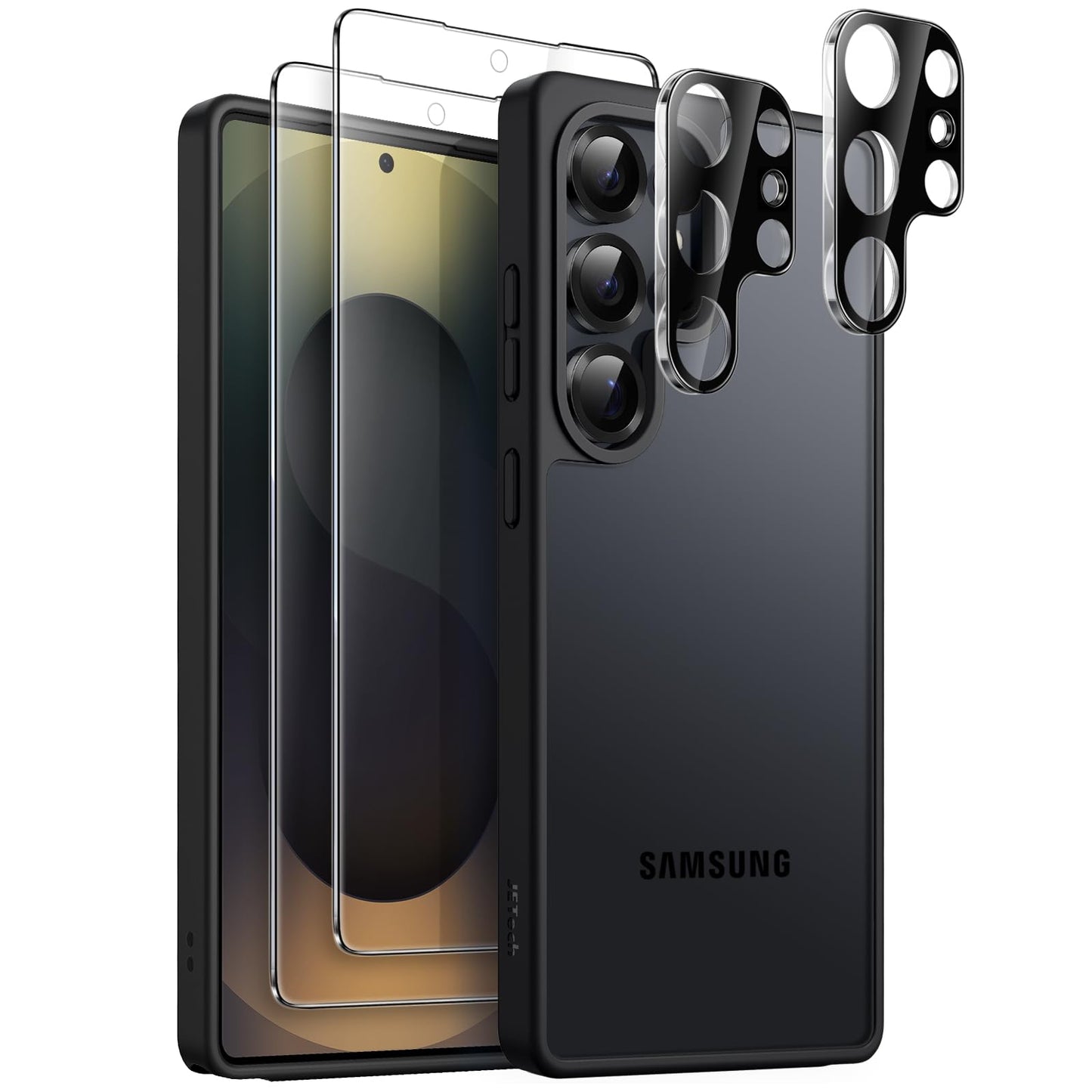 JETech Matte Case for Samsung Galaxy S25 Ultra 5G with 2-Pack Each Screen Protector and Camera Lens Protector, 5 in 1 Translucen