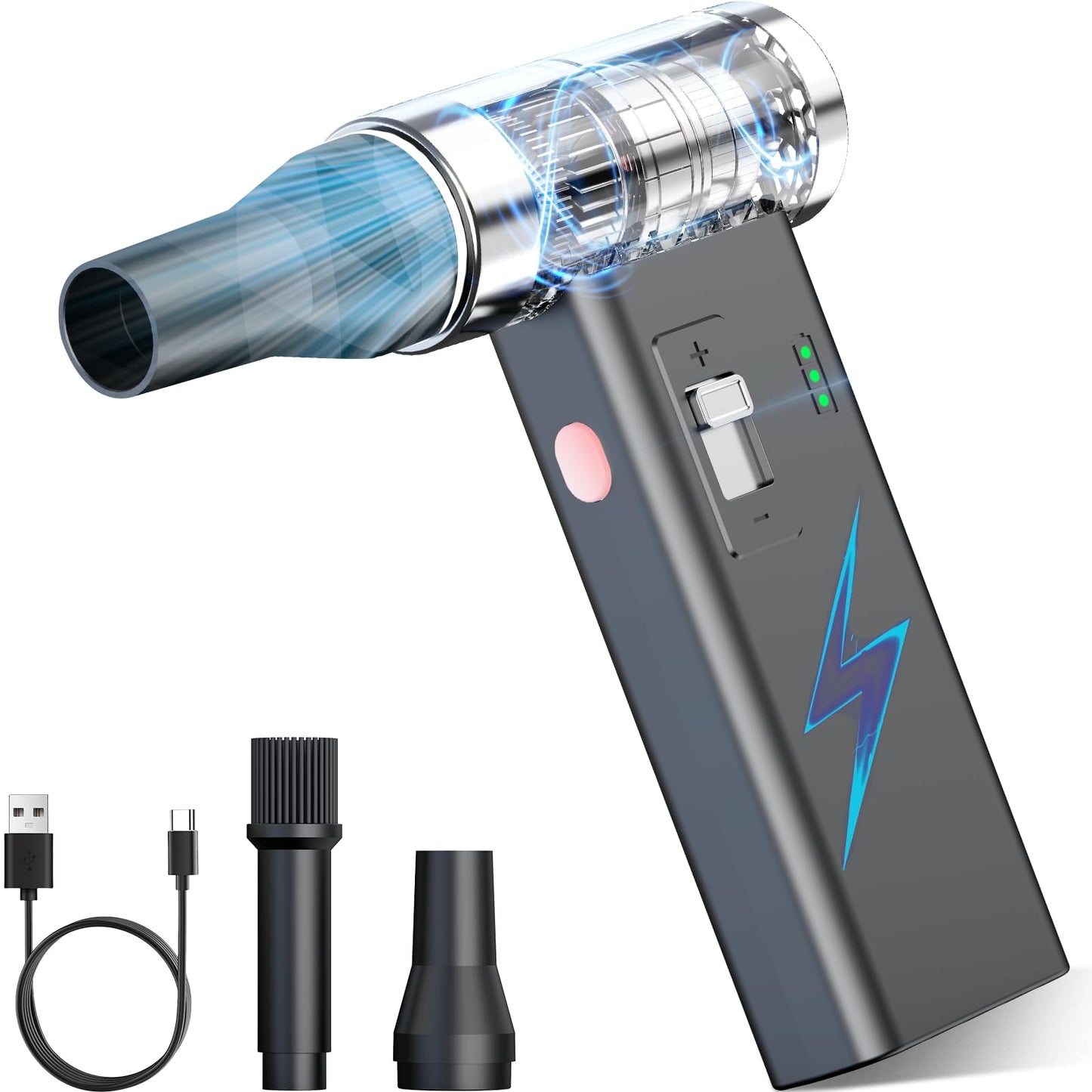 Mini Ultra-Slim Electric Compressed Air Duster, 150,000RPM Brushless Motor, Powerful Airflow for Keyboard/PC/Car, USB-C Recharge