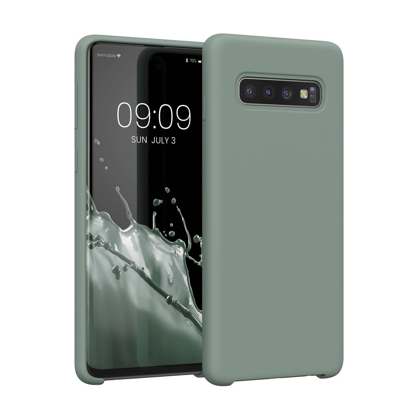 kwmobile Case Compatible with Samsung Galaxy S10 Case - TPU Silicone Phone Cover with Soft Finish - Rainwashed Green