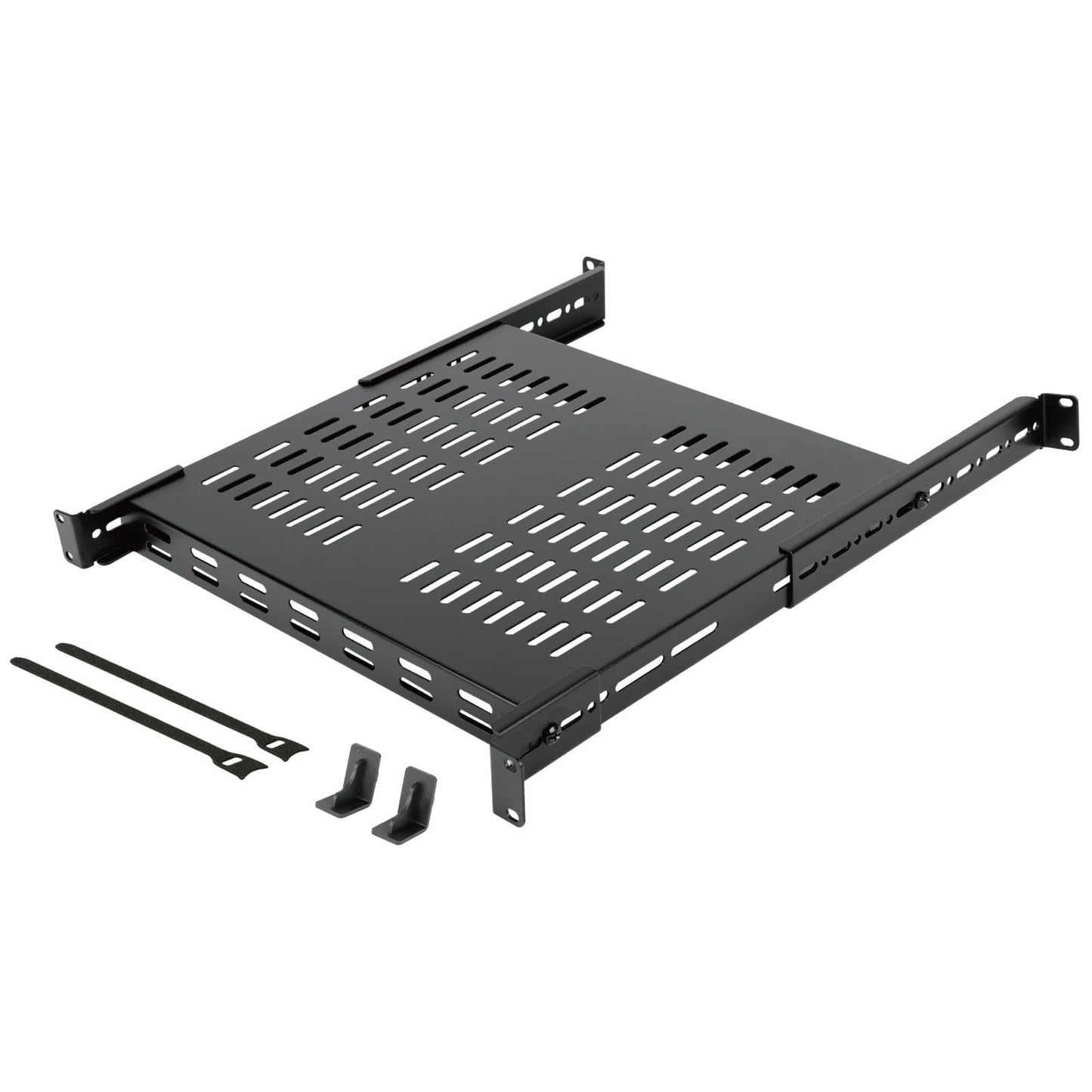 Tecmojo 1U 4-Post Vented Server Rack Mount Shelf,13.8in Deep with Adjustable Depth 13.8-23.6inch,Supports to 242 lbs,Universal T