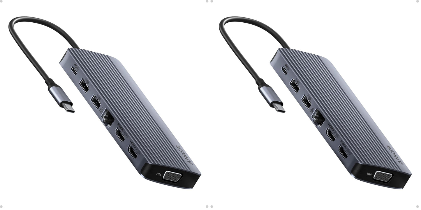 Anker Laptop Docking Station, 14 in 1 USB C Hub, Triple Display with 2 x 4K HDMI, 1080p VGA, 80W Power Delivery, 5Gbps USB-A/C D
