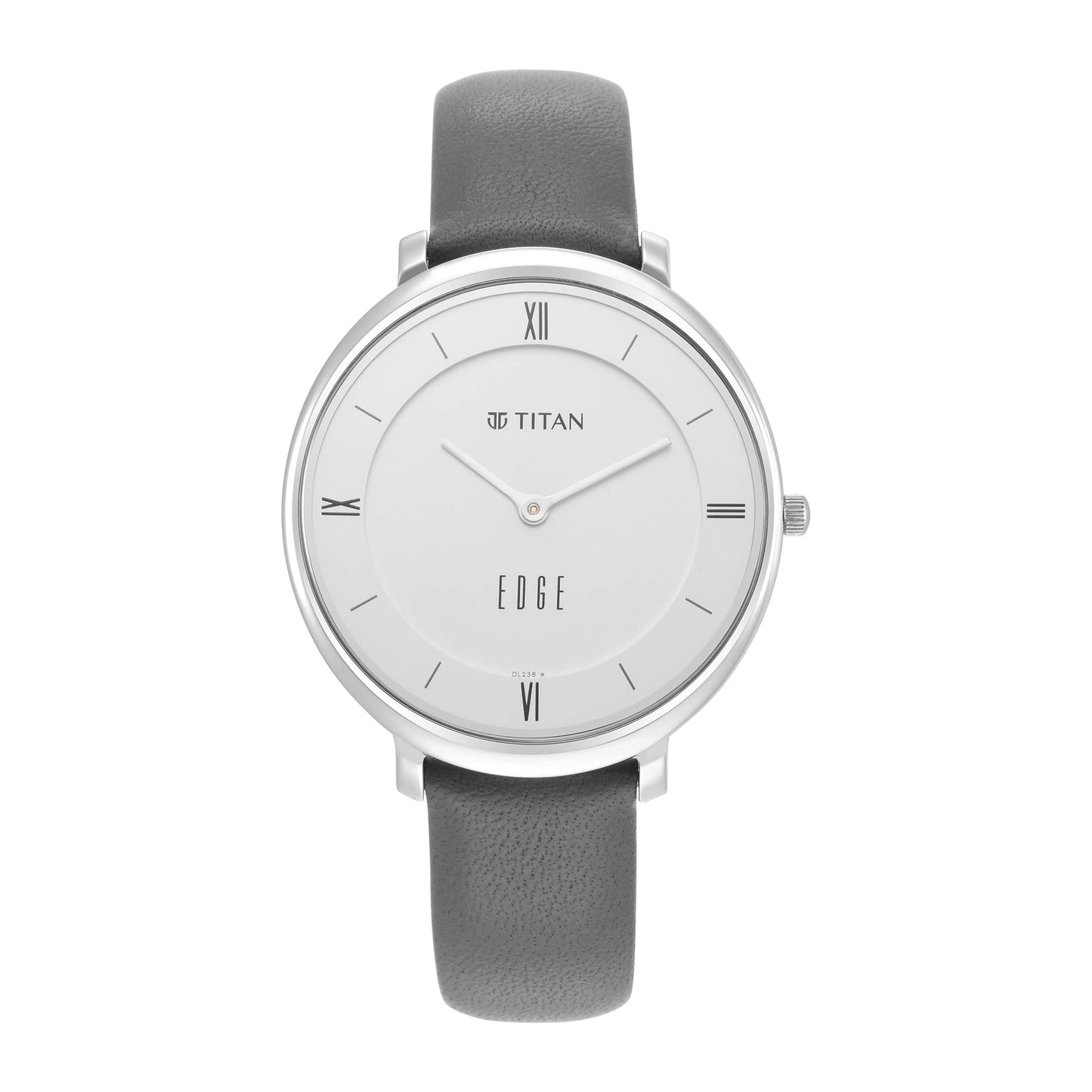 Titan Edge Analogue Black Dial Leather Strap Watch For Women-Ns2655Sl01, Black Strap