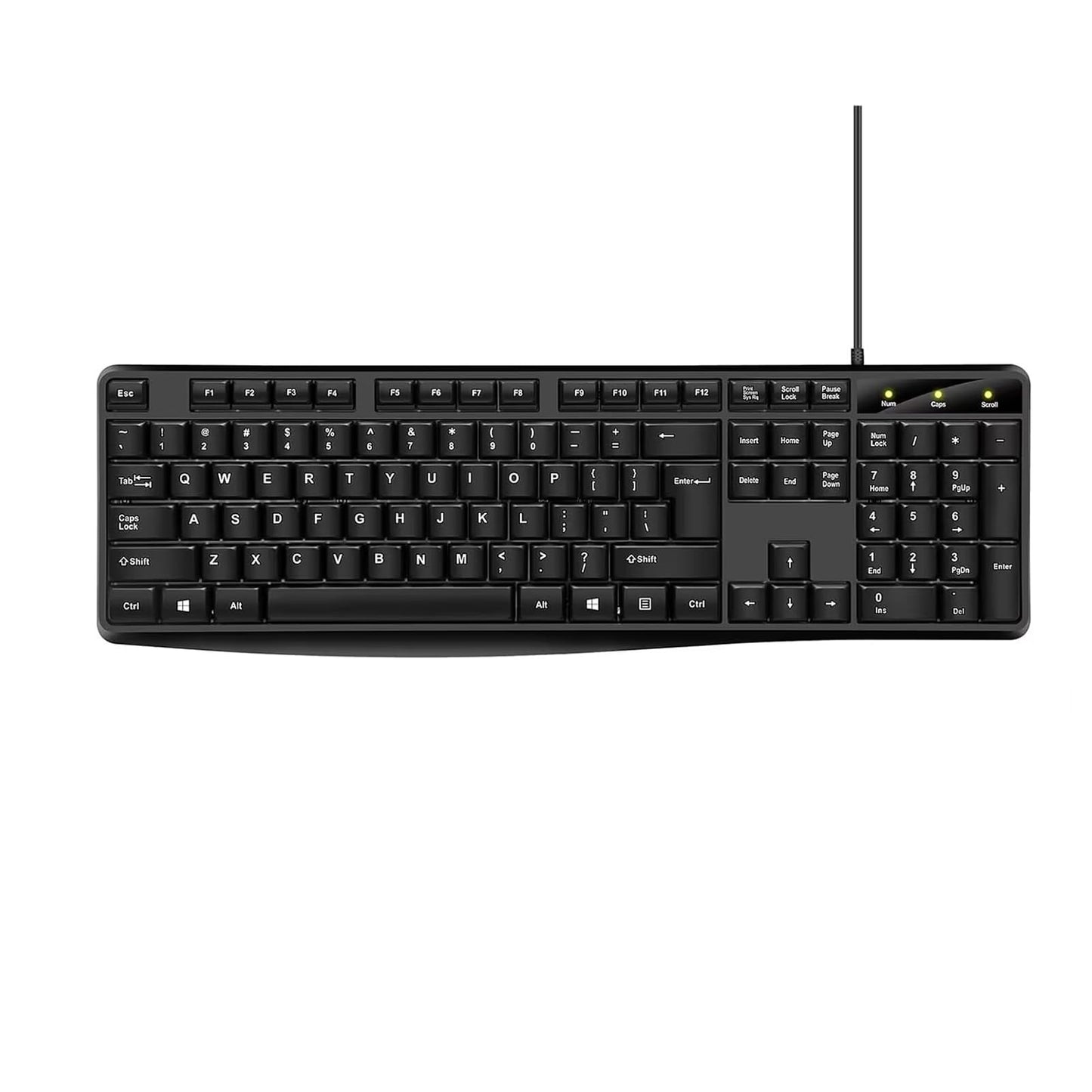 Wired Computer Keyboard, Plug Play USB, Large Number Pad, LED Indicators,Ergonomic, Foldable Stands,Anti-Wear Letters Full Size