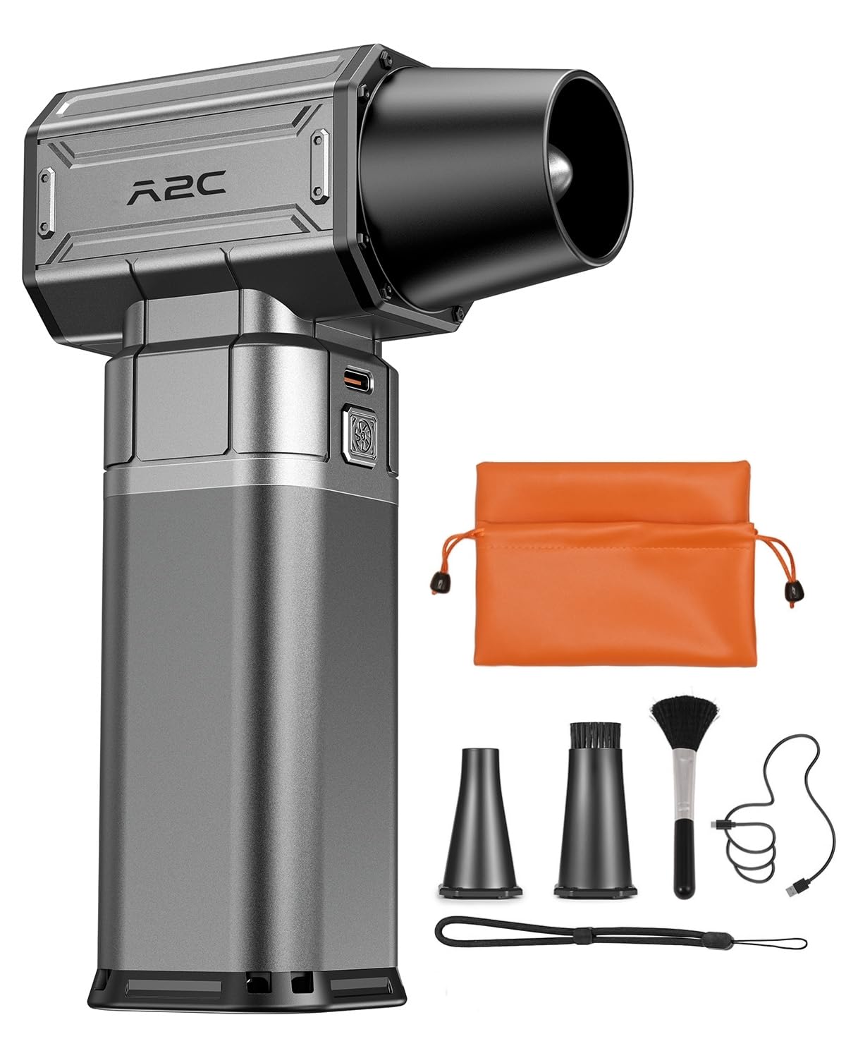 A2C Cordless Mini Air Blower - Upgraded 40mm Motor, 450g Powerful Airflow Compressed Electric Air Duster, Rechargeable & 4-Gear