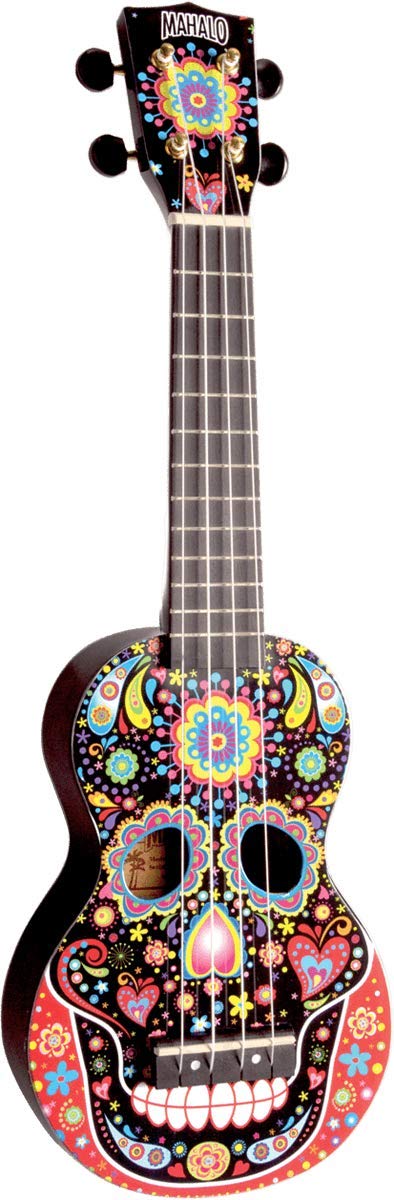 Mahalo Ukuleles Mahalo Art Series, 4-String Ukulele, Right Handed, Day of The Dead Graphic, Soprano (MA1SK bk)