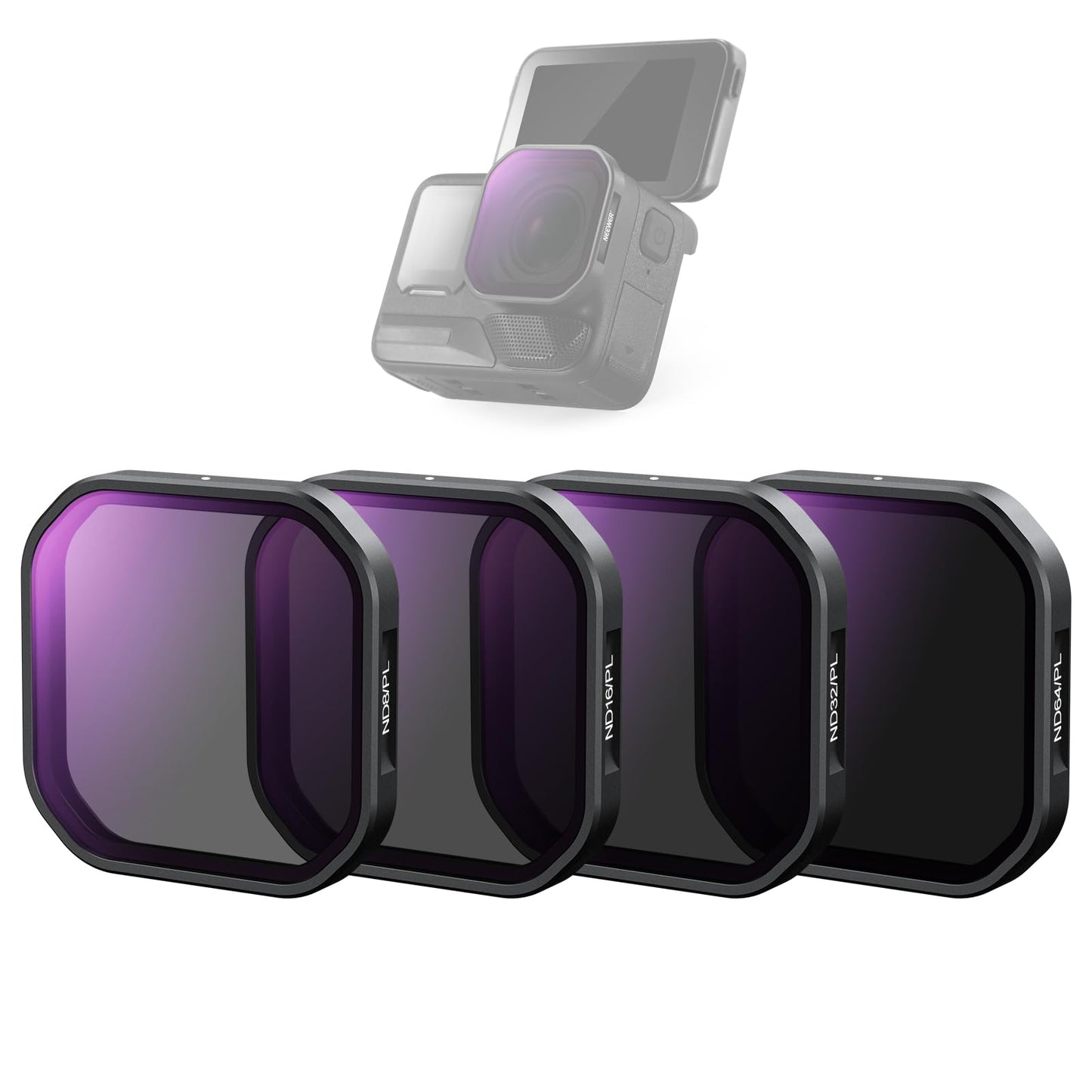 NEEWER 4 Pack Polarized ND Filter Set Compatible with Insta360 Ace Pro 2, ND8/PL + ND16/PL + ND32/PL + ND64/PL, NOT Compatible w