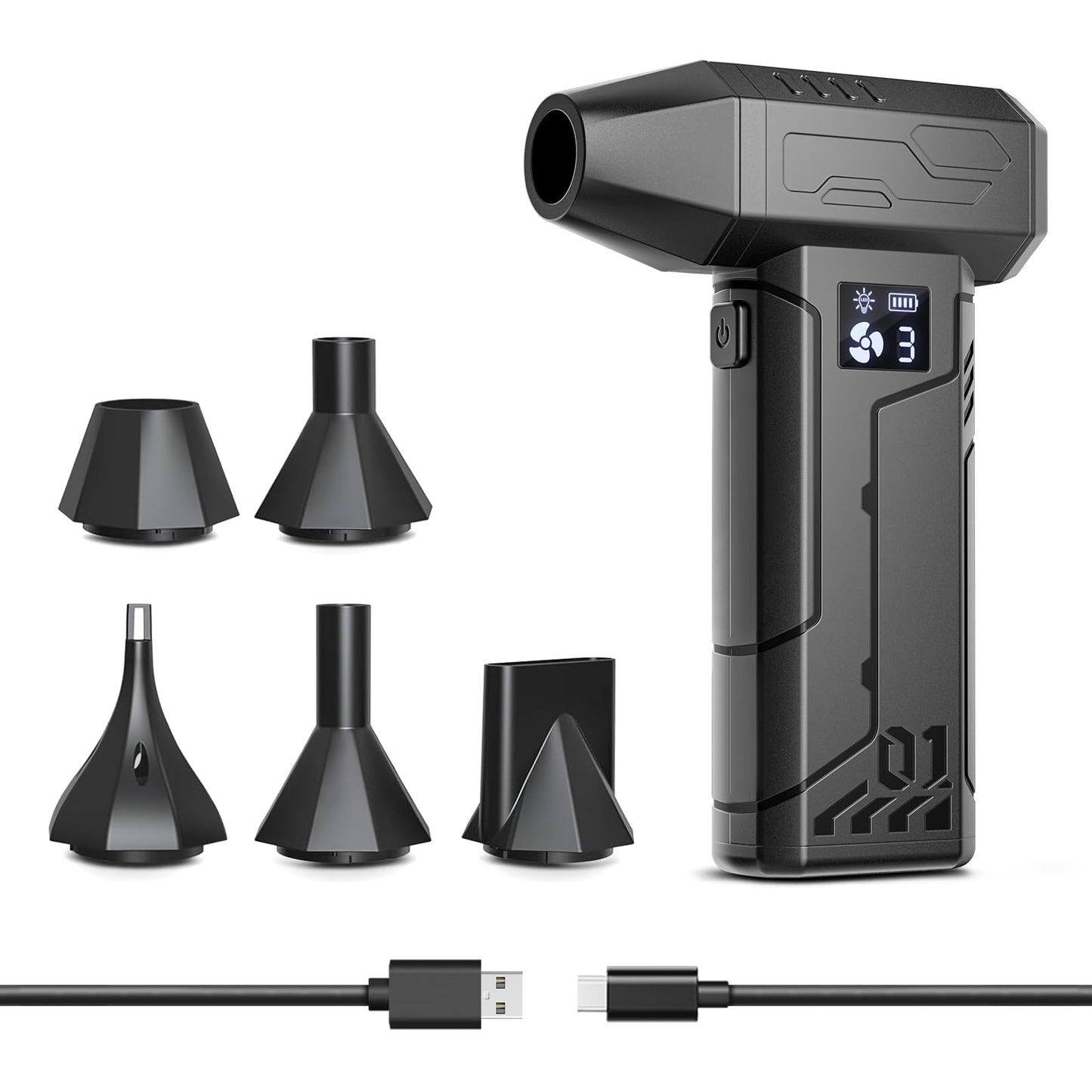 Compressed Air Duster 150000RPM Super Power Electric Air Duster,Cordless Air Blower with Led Light,Replace Canned Air,Compact Du