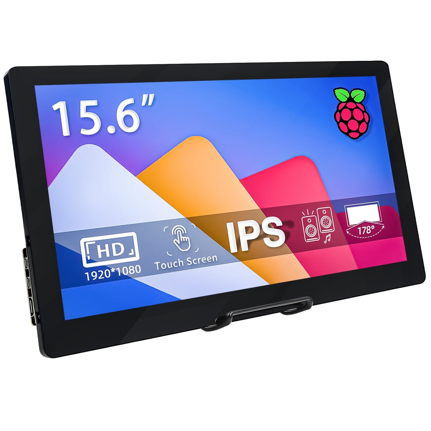 HAMTYSAN 15.6 Inch Raspberry Pi Screen FHD 1920x1080 Touchscreen Monitor IPS Second Screen Display with Dual-Speakers for Raspbe