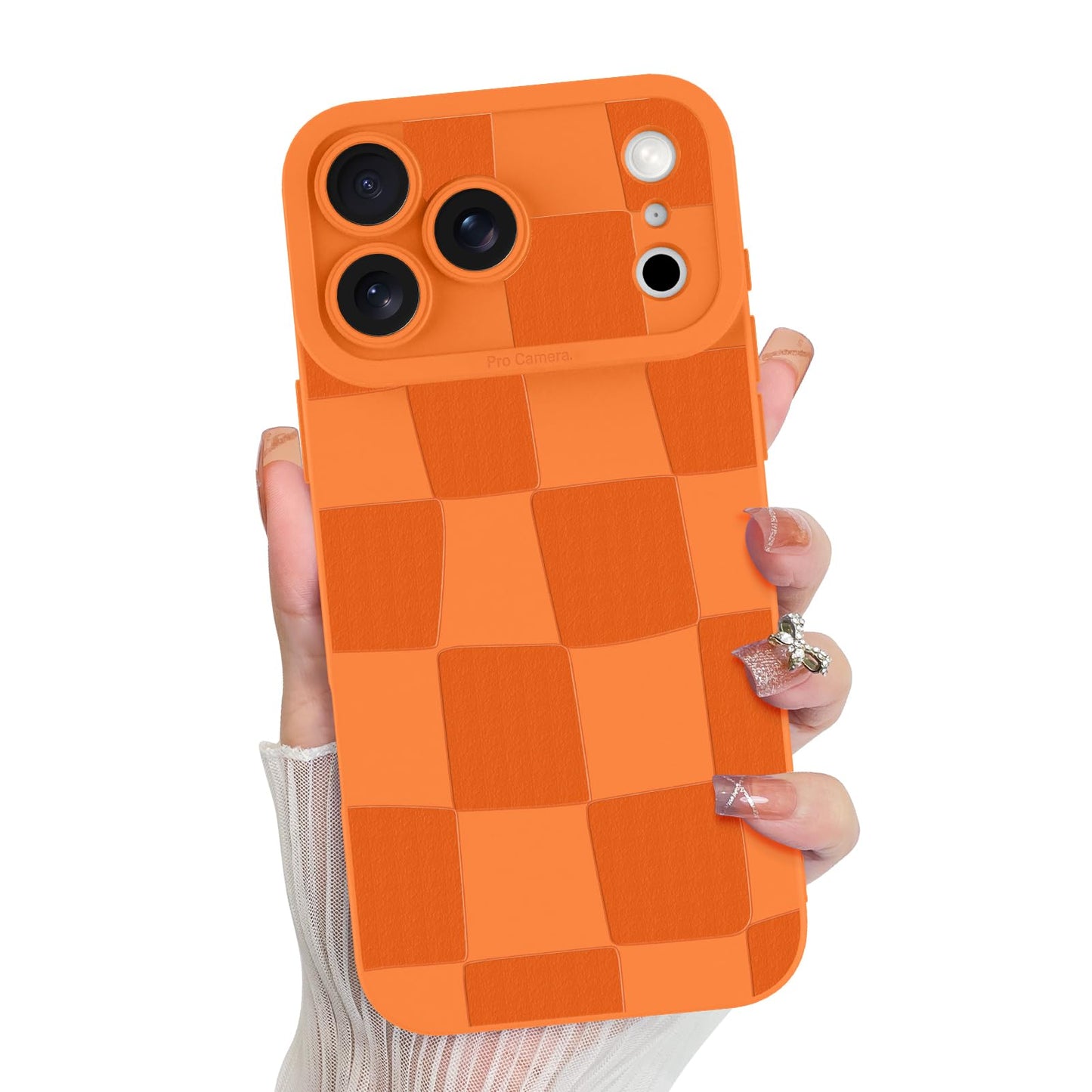 KANGHAR Compatible with iPhone 17 Pro Case, Silicone Checkered Cute Pattern, Camera Protection Soft Slim Phone Cover for Girls W