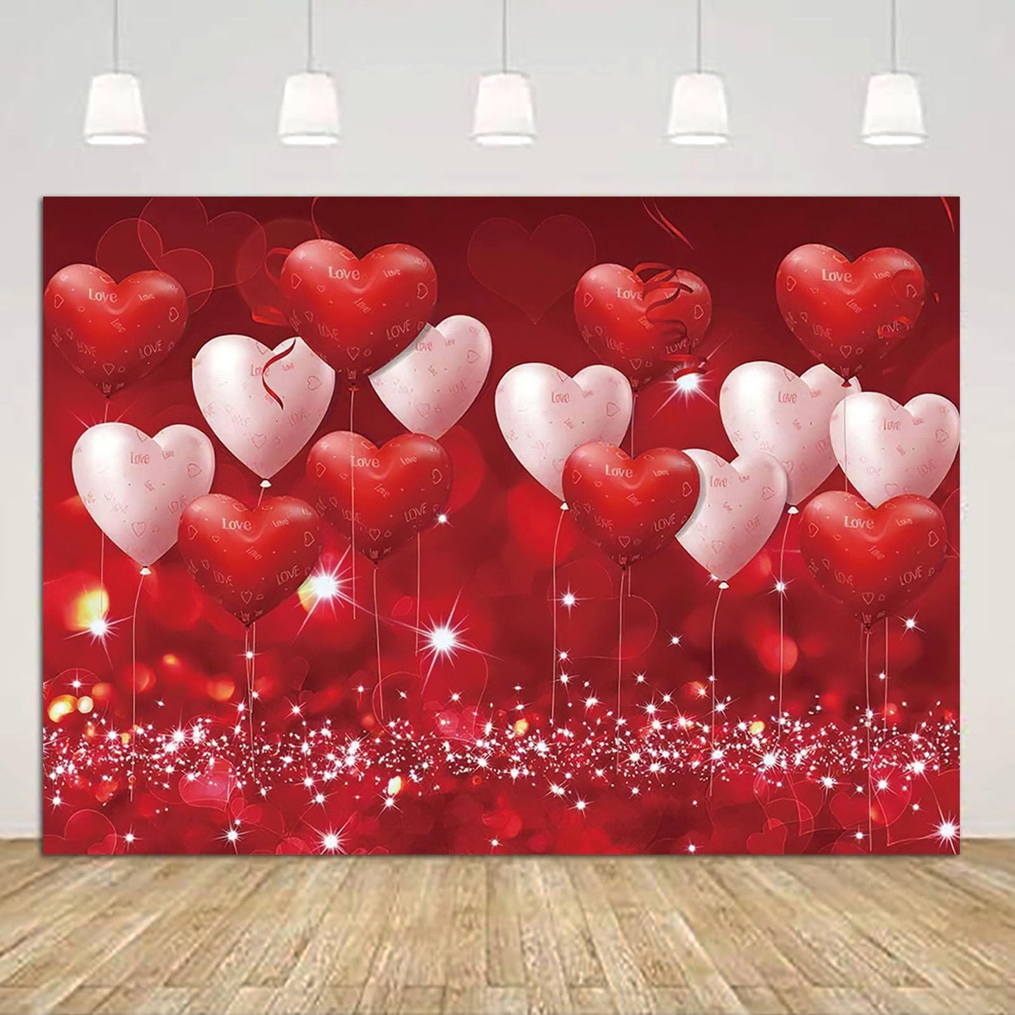CGXINS Red Hearts Balloons Valentines Day Photo Background Couple Studio Portrait Pictures Shoot Props Mothers Day Wedding Bri