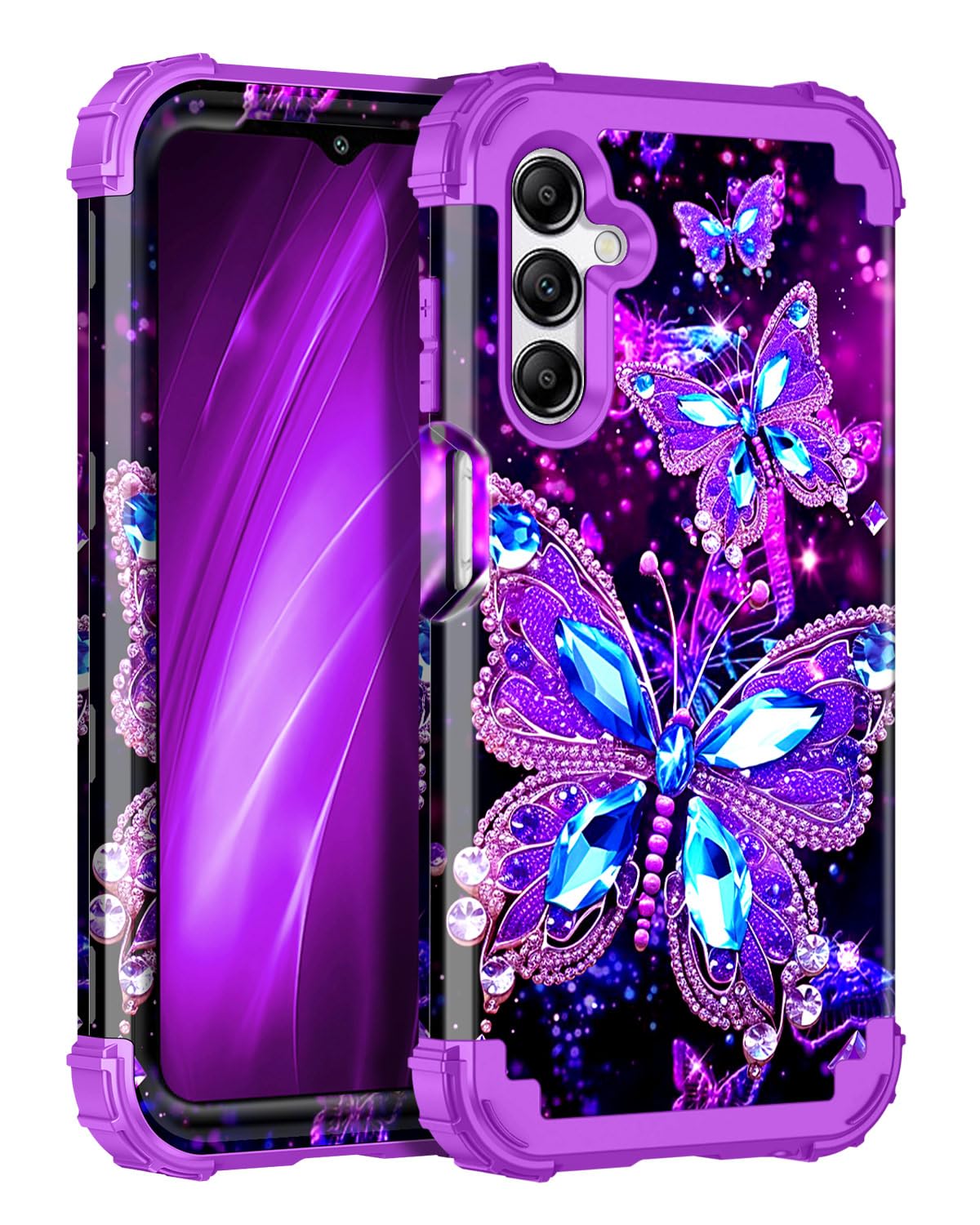 Miqala for Galaxy A16 5G Case,Glow in The Dark Three Layer Heavy Duty Shockproof Full Protection Hard Plastic Bumper+Soft Silico