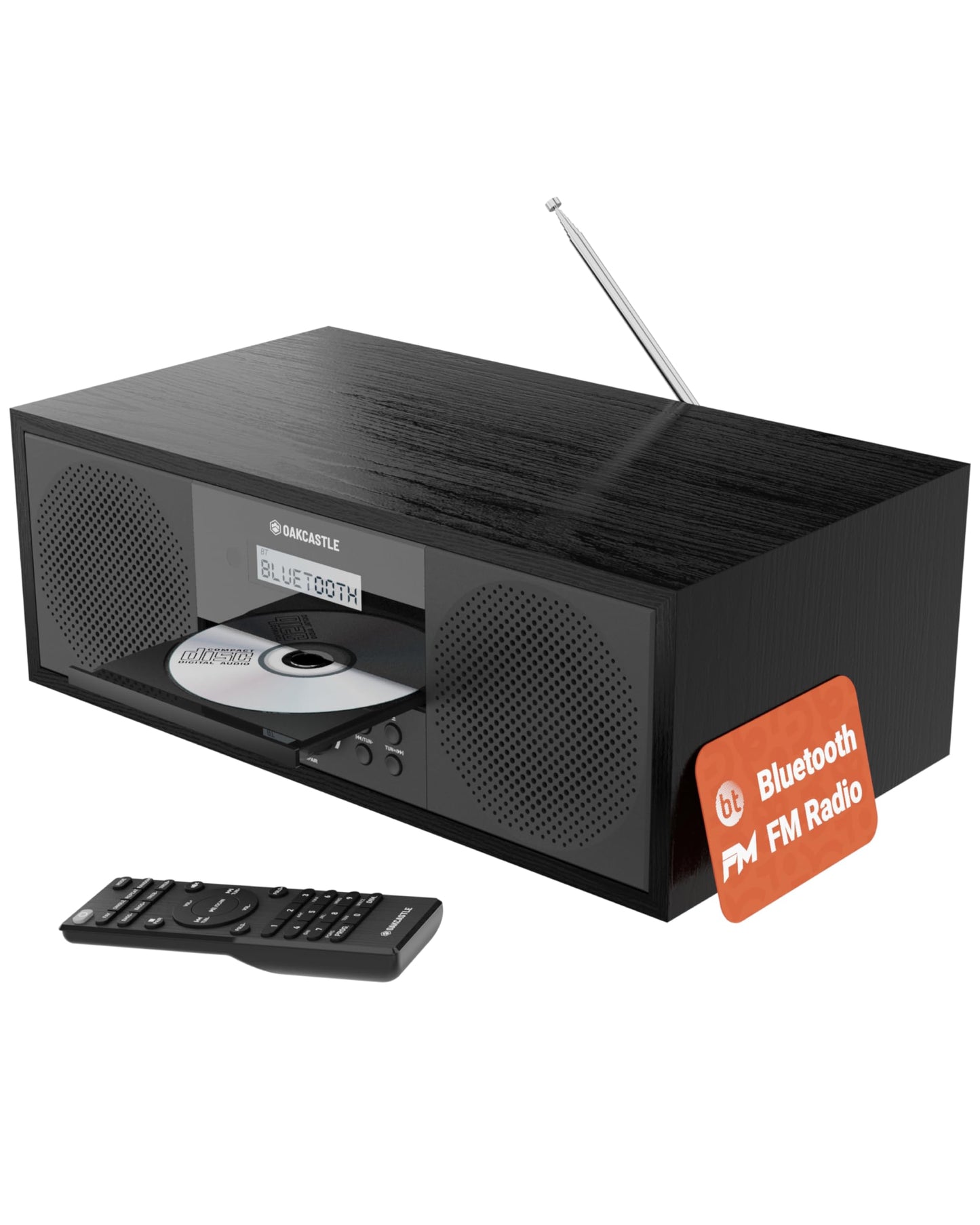 Bluetooth 5.2 Stereo System for Home | Powerful 60W CD Player with Inbuilt Stereo Speakers and Remote | USB & AUX Playback | FM