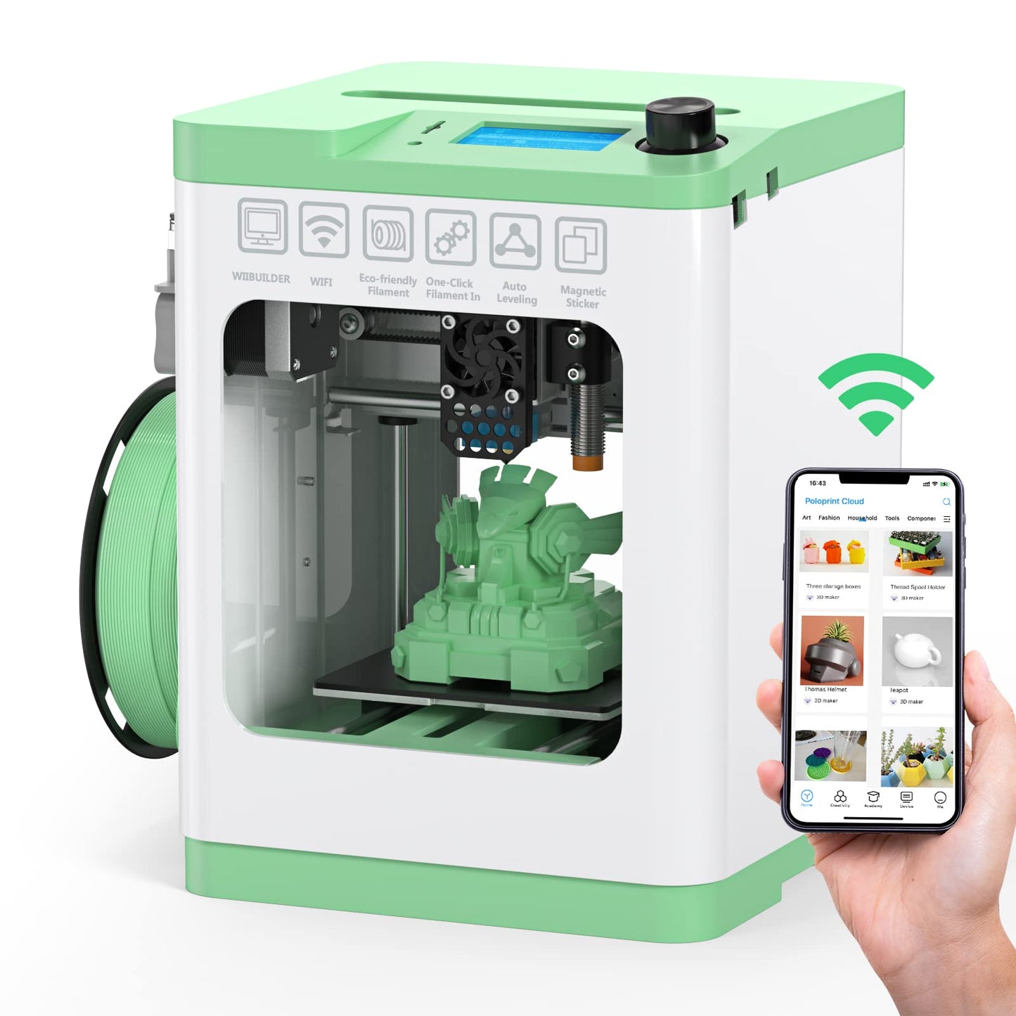 Tina2S V12 3D Printers with WiFi Cloud Printing, Fully Assembled and Mini 3D Printer for Beginners and Kids with Auto Leveling,