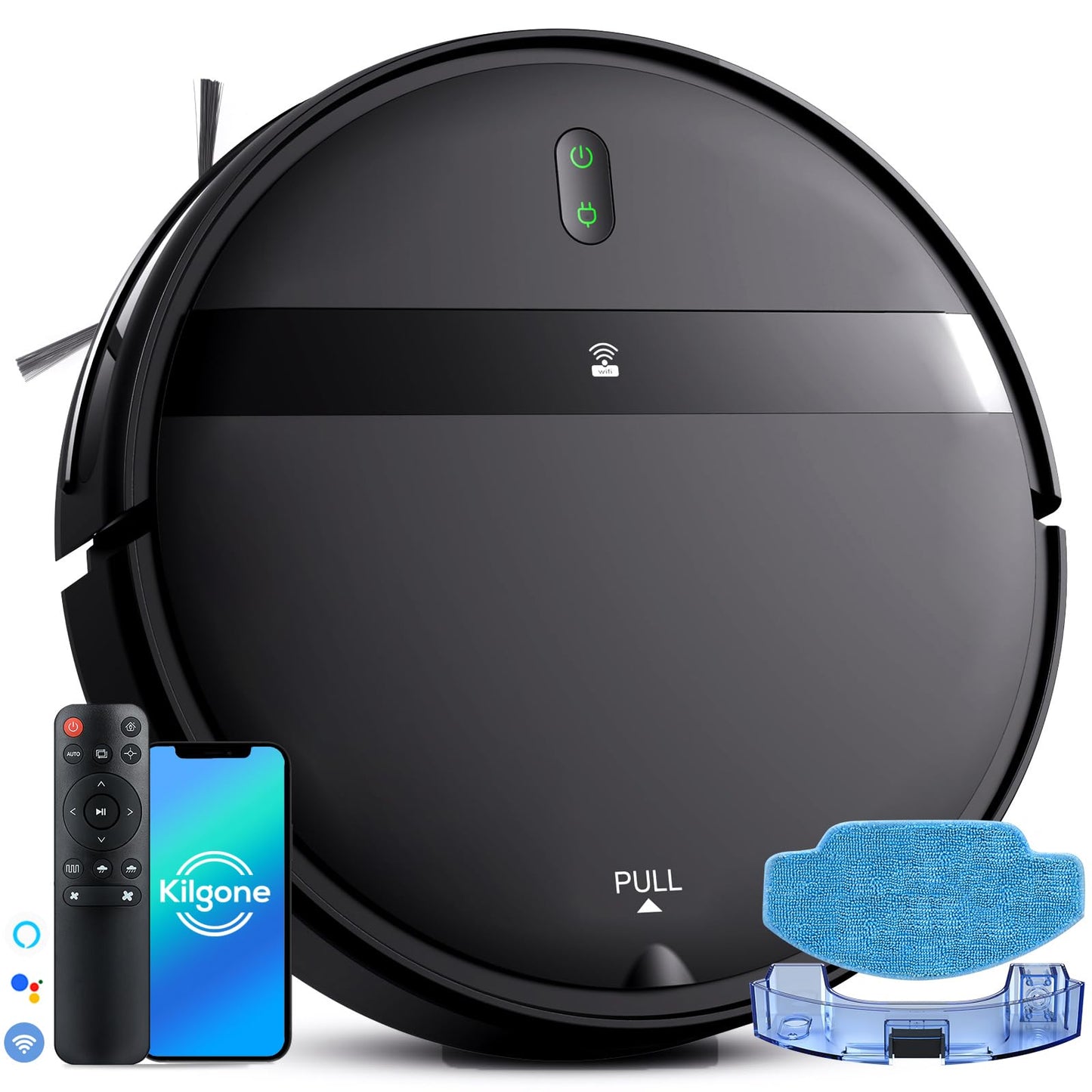 Kilgone Robot Vacuum and Mop Combo, 2600mAh Long Battery Life,Auto Recharge,2300Pa Strong Suction, Anti-Tangle, Low Noise Operat