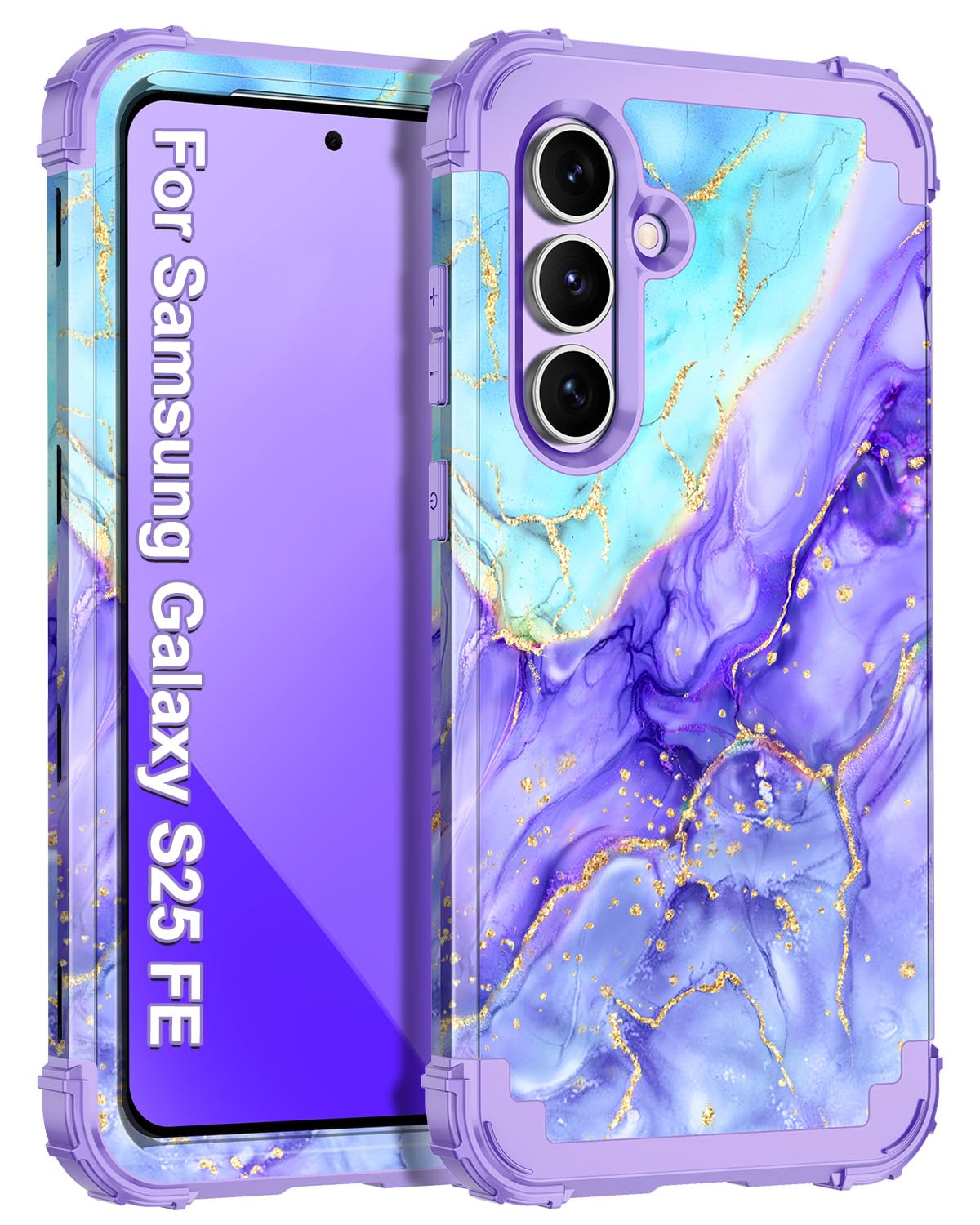 Casetego for Galaxy S25 FE Case,Three Layer Heavy Duty Sturdy Shockproof Protection Full Rugged Hard PC+Soft TPU Bumper Protecti
