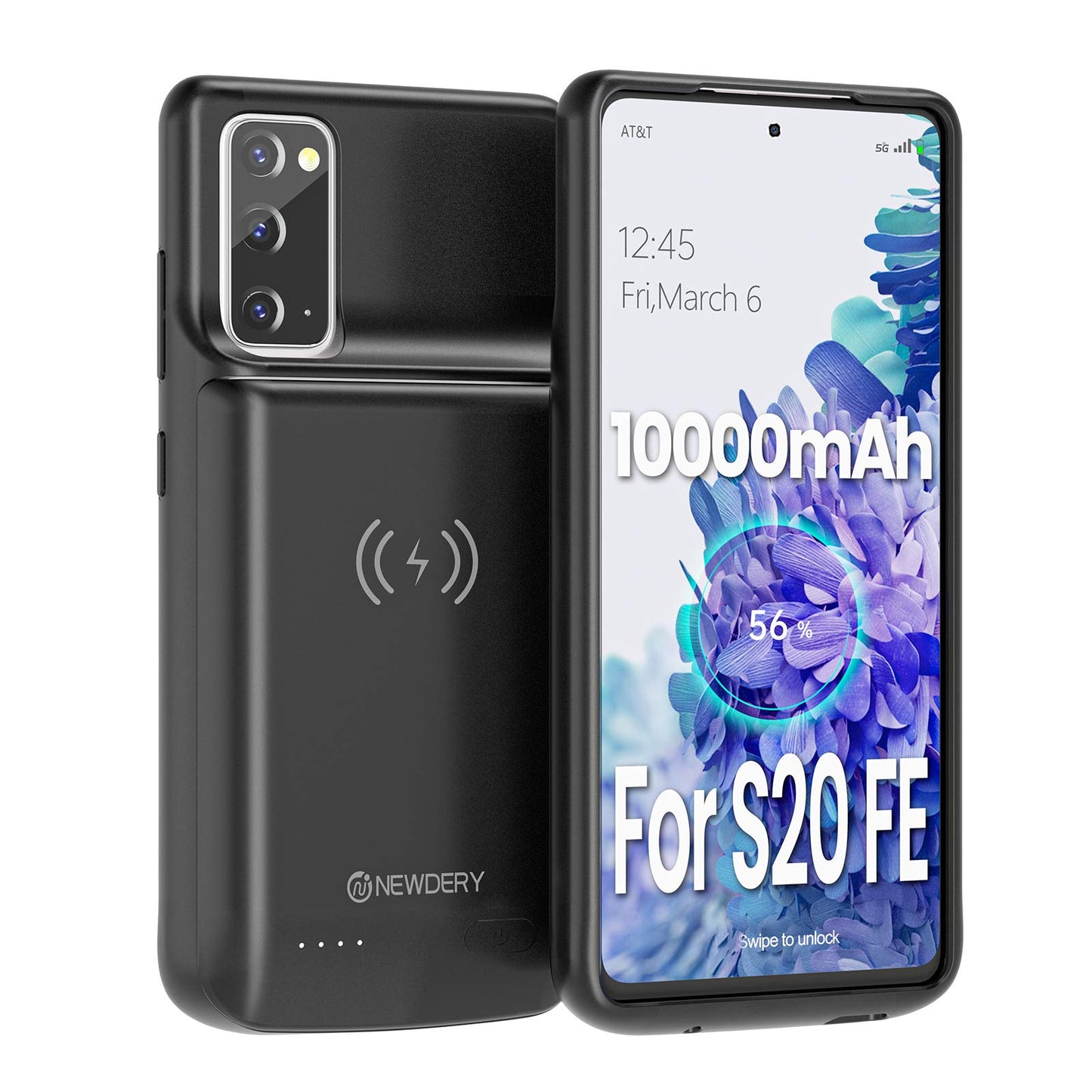 NEWDERY Battery Case for Samsung Galaxy S20 FE 10000mAh, Qi Wireless & Fast Charging & Andriod Auto Supported, Portable Extended