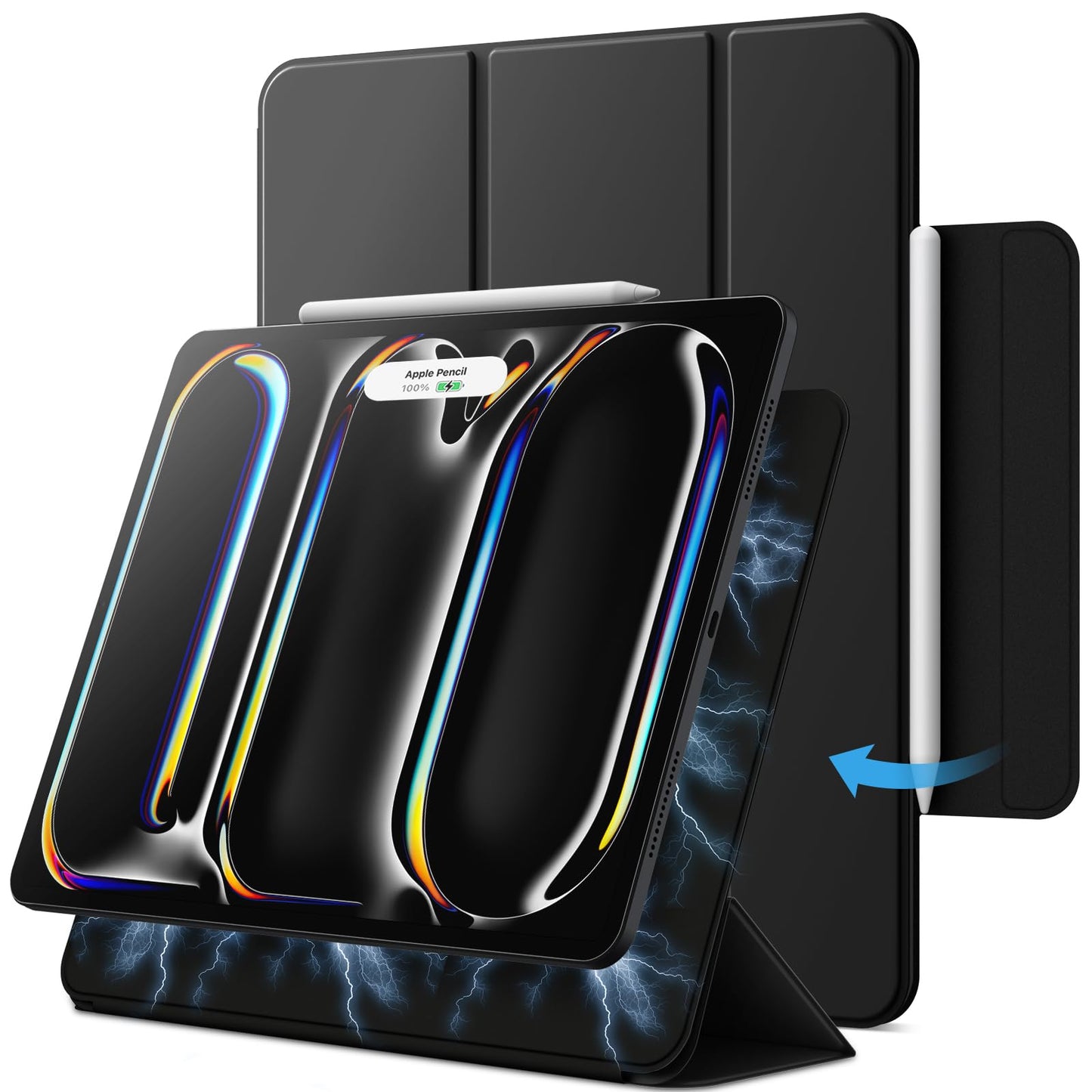 JETech Magnetic Case for iPad Pro 13-Inch M5/M4 (2025/2024), Support Pencil Pro and Pencil (USB-C), Powerful Magnet, Slim Trifol